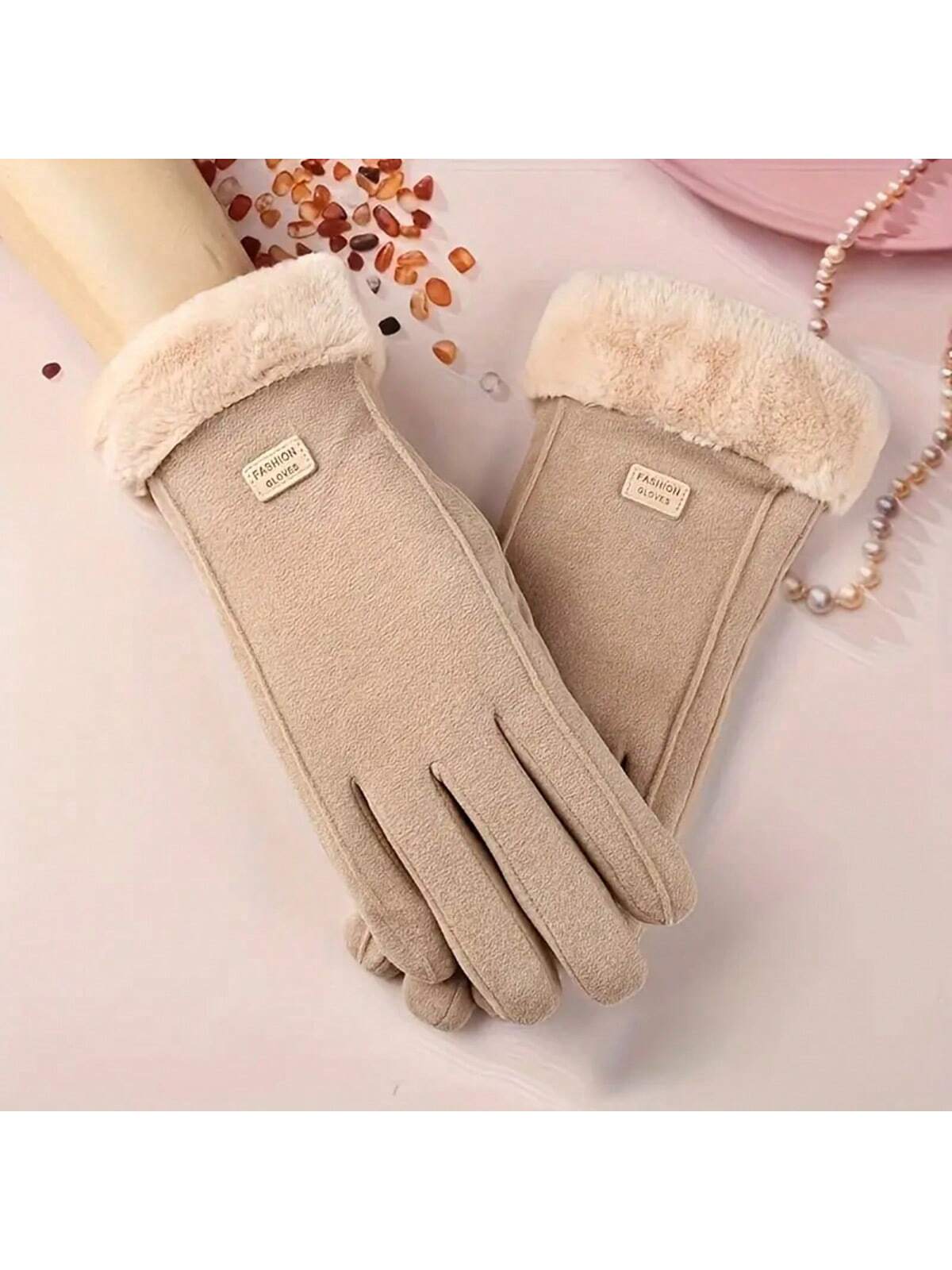 1 Pair Women Thickened Warm Thermal Lined Touch Screen Gloves, Suitable For Driving, Outdoor Sports, Cycling, Exercise, Walking, Autumn/Winter