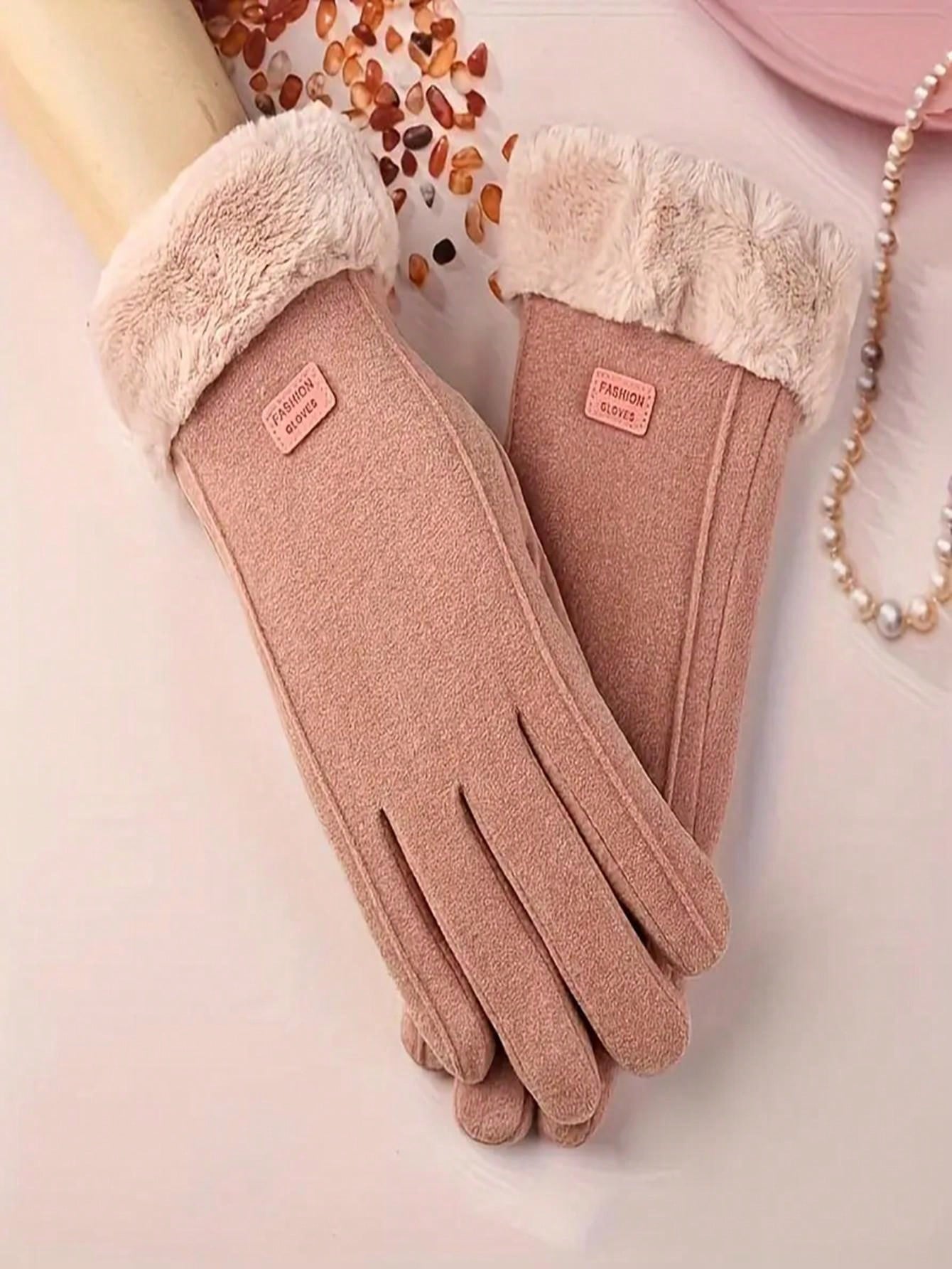 1 Pair Women Thickened Warm Thermal Lined Touch Screen Gloves, Suitable For Driving, Outdoor Sports, Cycling, Exercise, Walking, Autumn/Winter