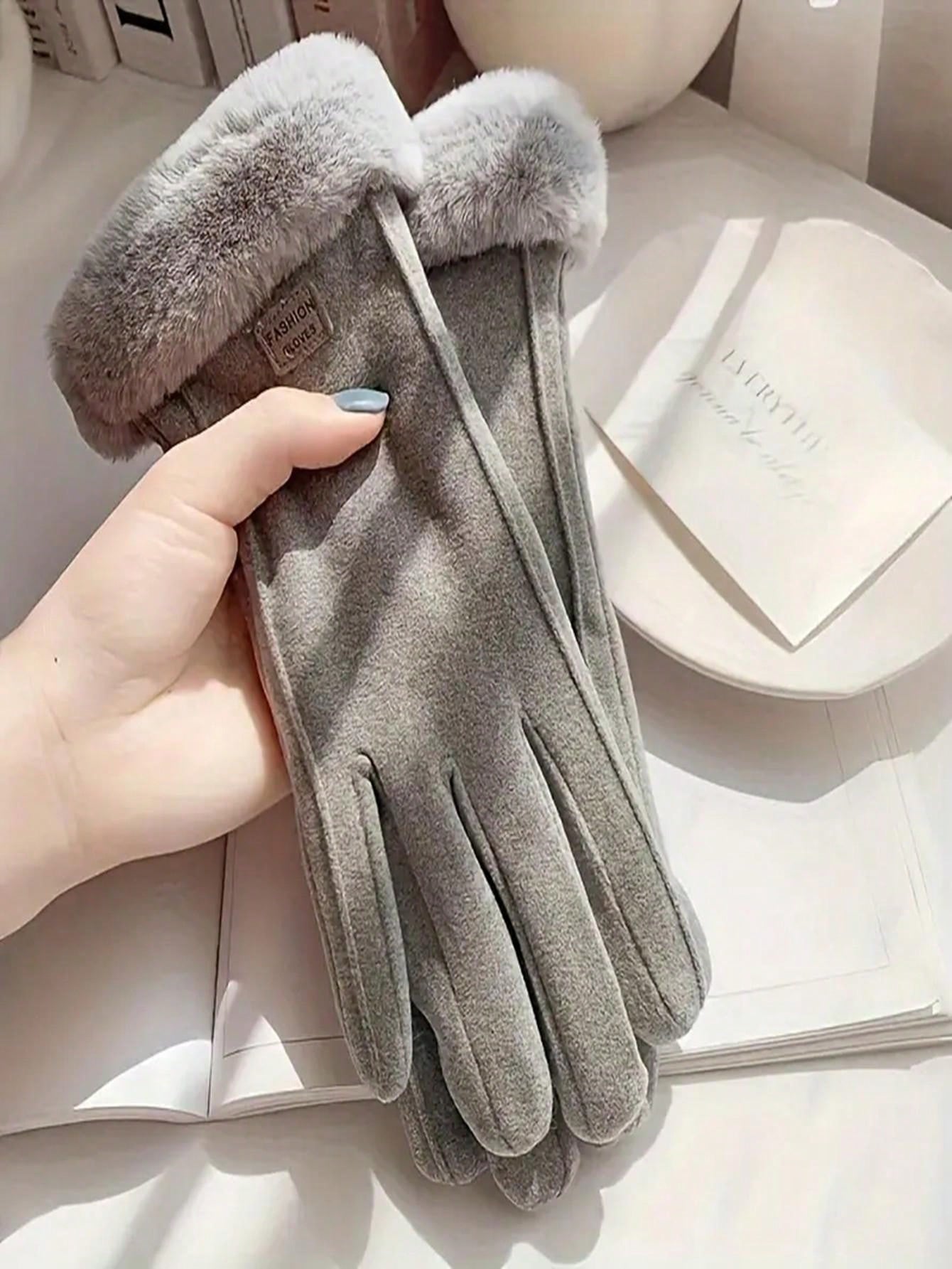 1 Pair Women Thickened Warm Thermal Lined Touch Screen Gloves, Suitable For Driving, Outdoor Sports, Cycling, Exercise, Walking, Autumn/Winter