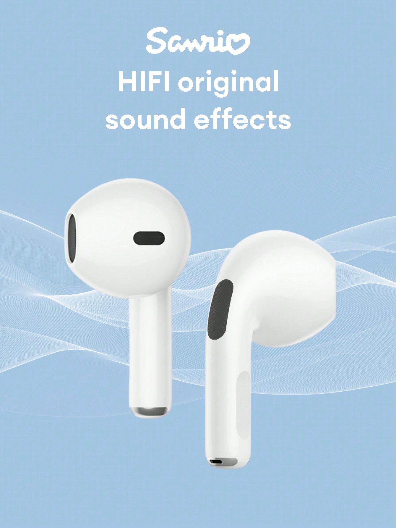 SANRIO BL04 Cute Bluetooth Earphones, Half-In-Ear HIFI Surround Sound Effect, Cartoon Design, Mini Music/Gaming Earbuds, Super Long Battery Life, Sensitive Microphone, High-Definition Voice, Low Latency, Passive Noise Cancelling Wireless Earphones