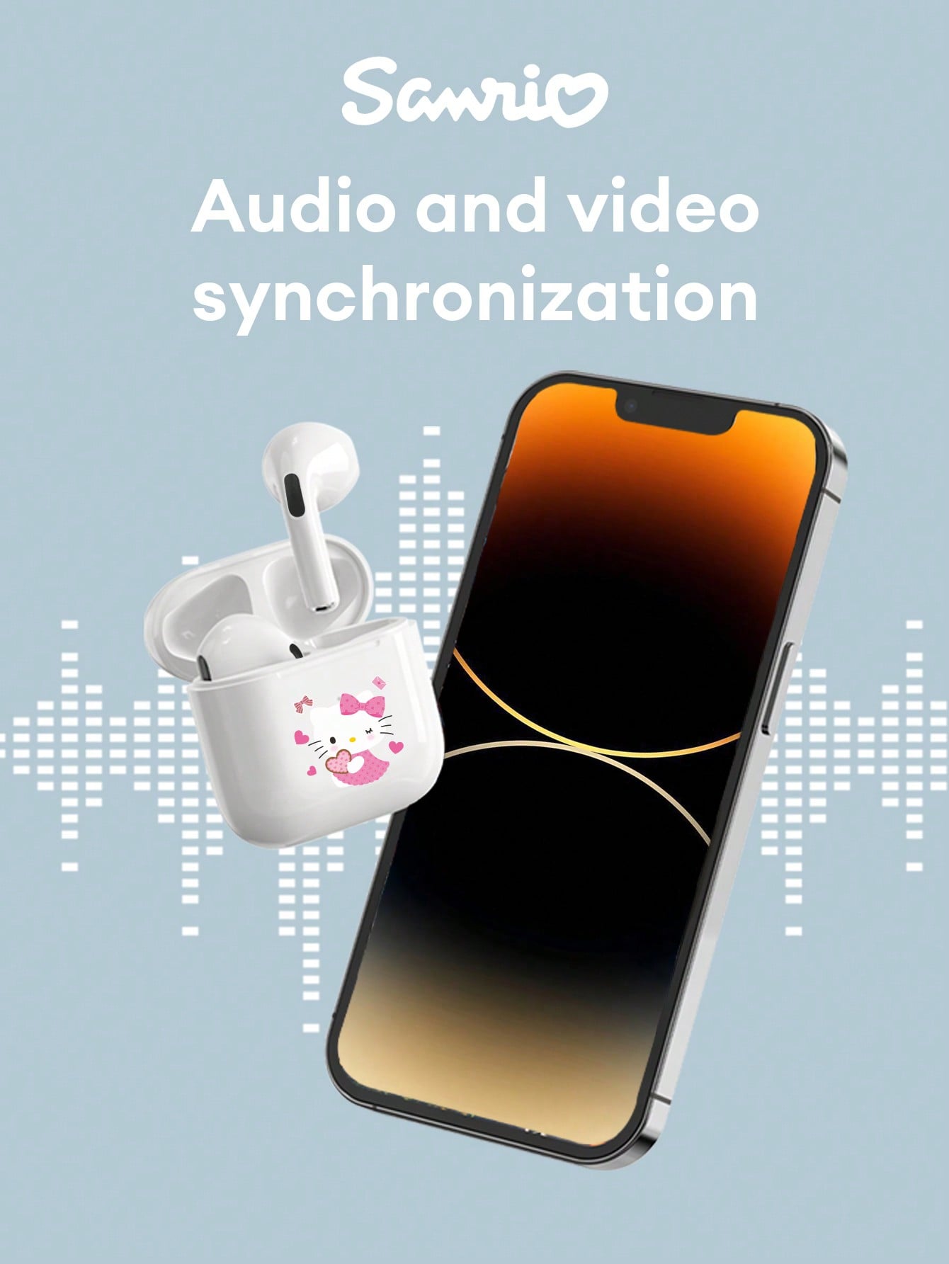 SANRIO BL04 Cute Bluetooth Earphones, Half-In-Ear HIFI Surround Sound Effect, Cartoon Design, Mini Music/Gaming Earbuds, Super Long Battery Life, Sensitive Microphone, High-Definition Voice, Low Latency, Passive Noise Cancelling Wireless Earphones