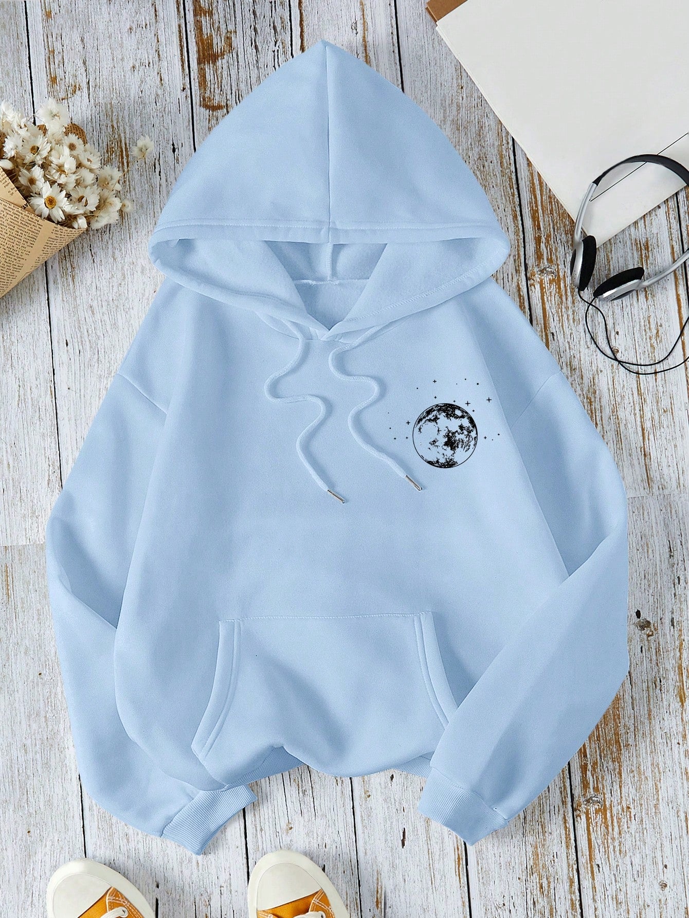 INAWLY Graphic Print Hoodie Casual Everyday Long Sleeve Sweatshirt