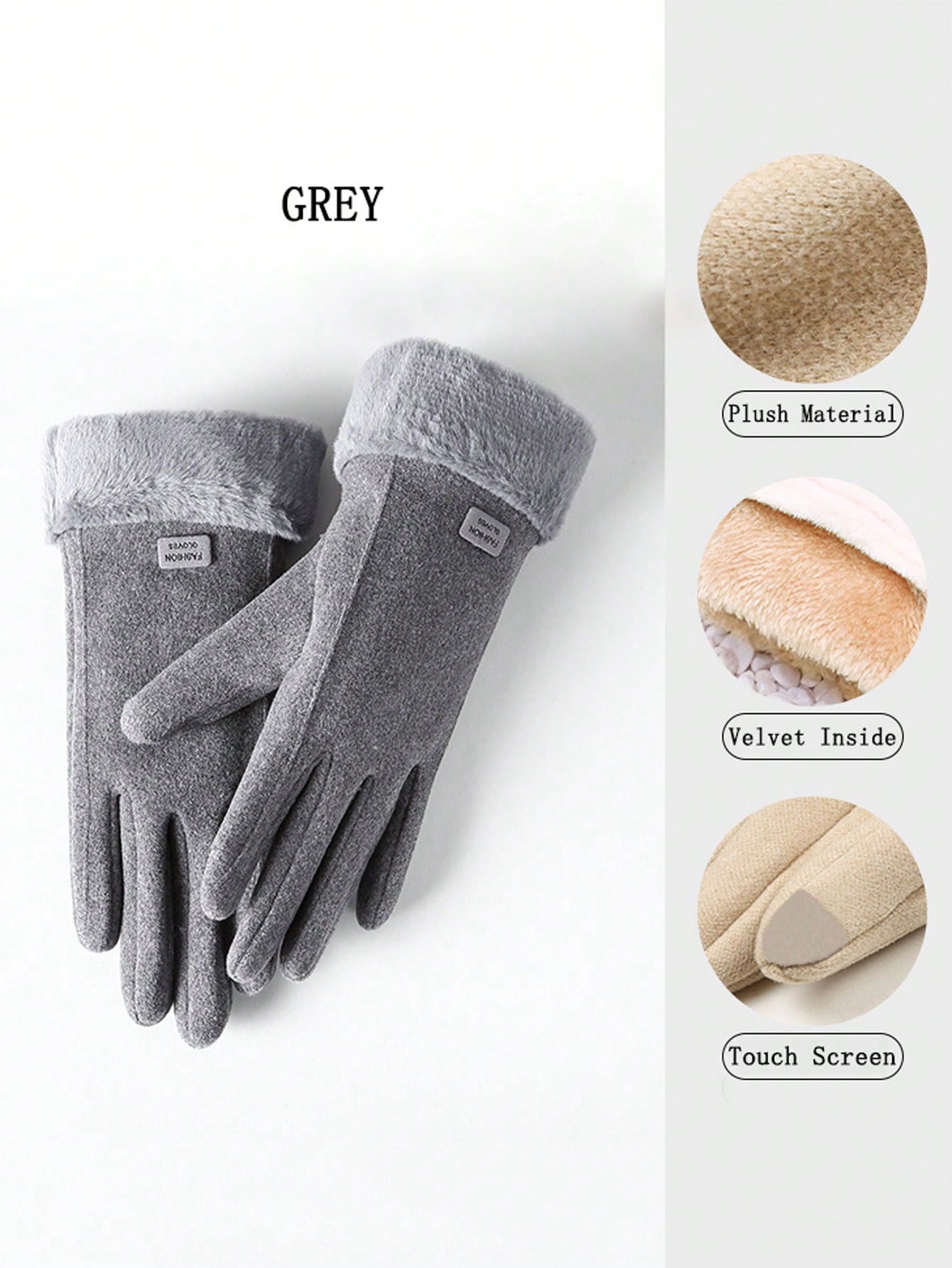 1 Pair Winter Warm Gloves For Women, Plush And Thickened Cold Resistant Gloves, Riding Windproof Suede Touch Screen Gloves, Fashionable Self Heating Outdoor Gloves For Ladies Student Thermal Leisure Split Finger Gloves