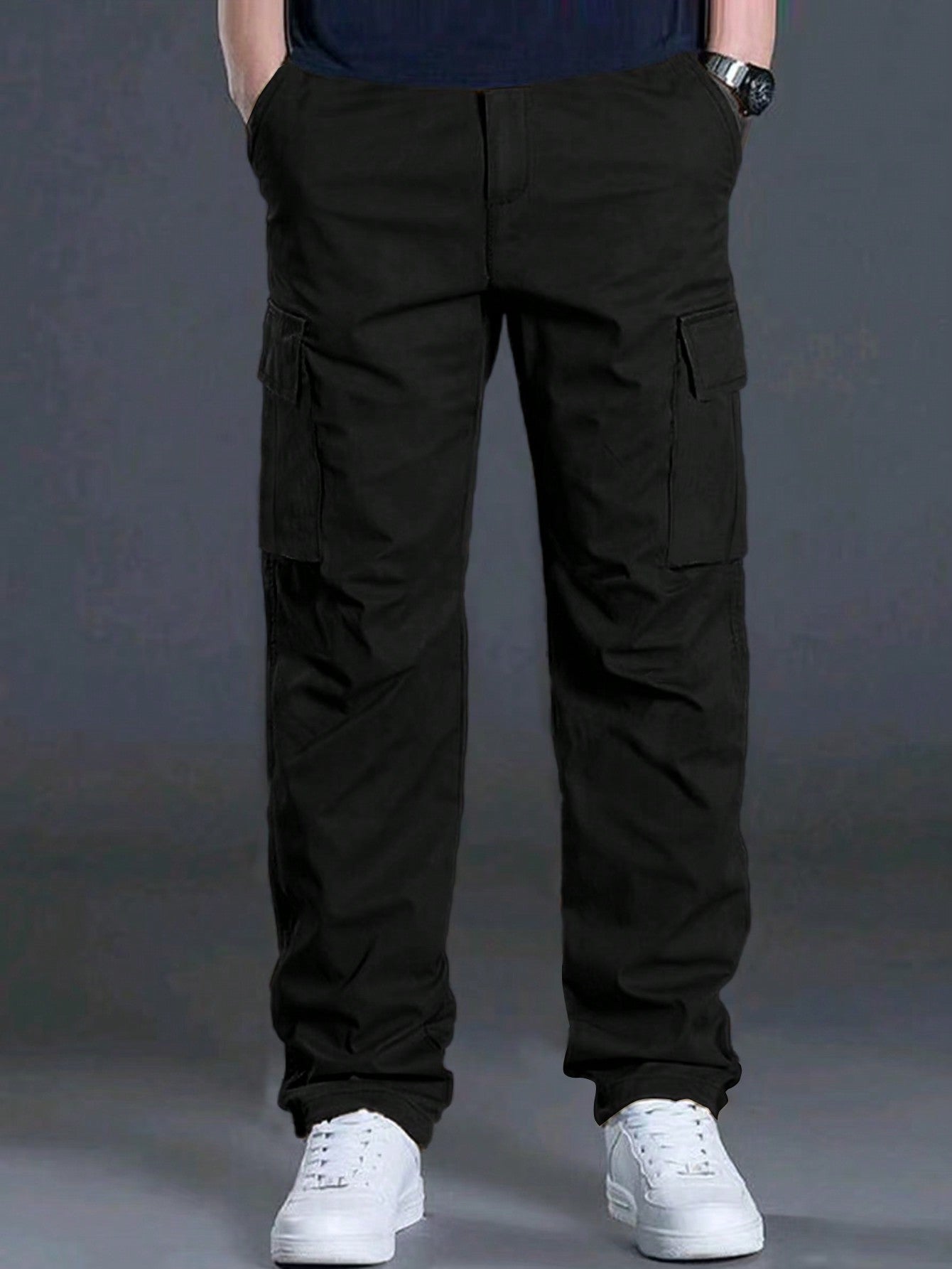 1pc Men's Multi-Pocket Cargo Pants, Casual Loose Straight Leg Trousers, Trendy Streetwear Spring