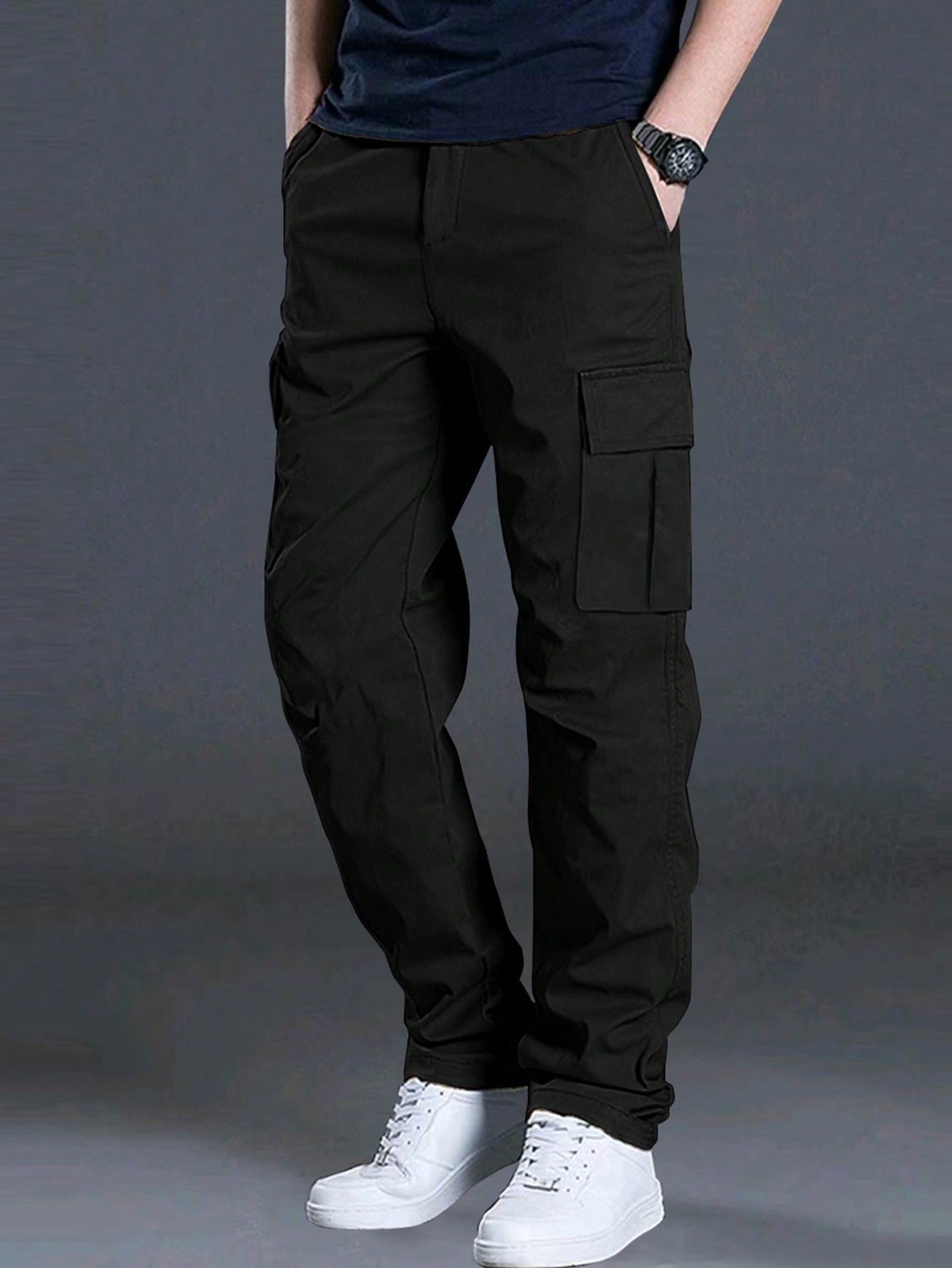 1pc Men's Multi-Pocket Cargo Pants, Casual Loose Straight Leg Trousers, Trendy Streetwear Spring