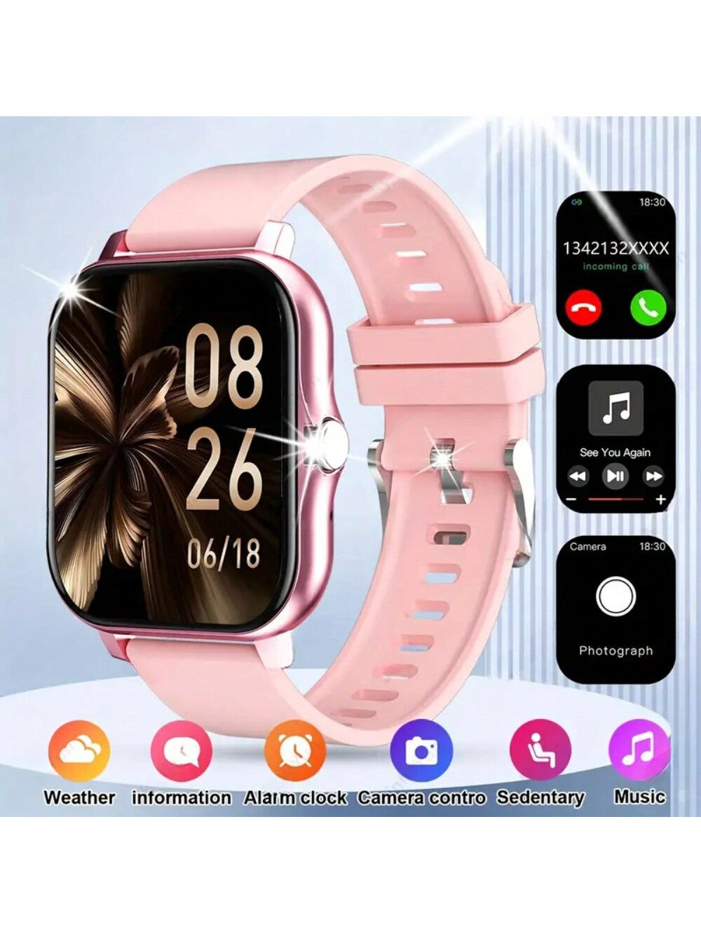 Smart Watch Full Touch Screen: With Sleep Tracker, Wireless Call, Pedometer, Music Control, Games, Fitness Smart Bracelet For Android/ IOS Phones, Perfect For Women