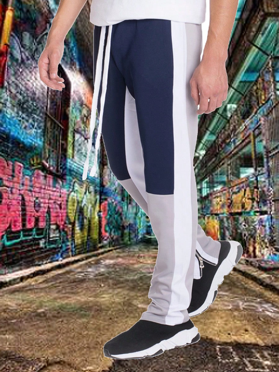 Mens Color Block Three Colorblock Track Pants With Ankle Zipper Casual Streetwear Bottoms