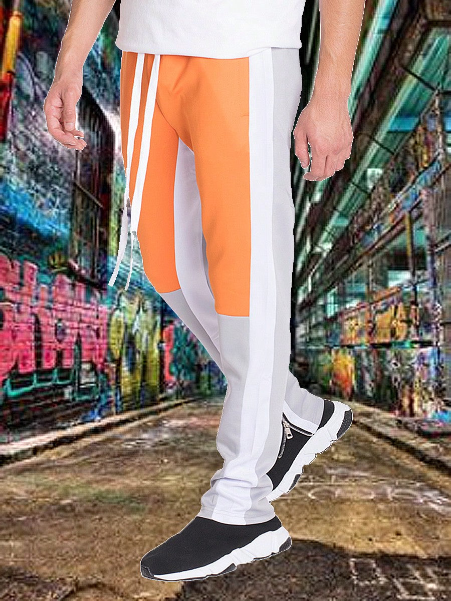 Mens Color Block Three Colorblock Track Pants With Ankle Zipper Casual Streetwear Bottoms