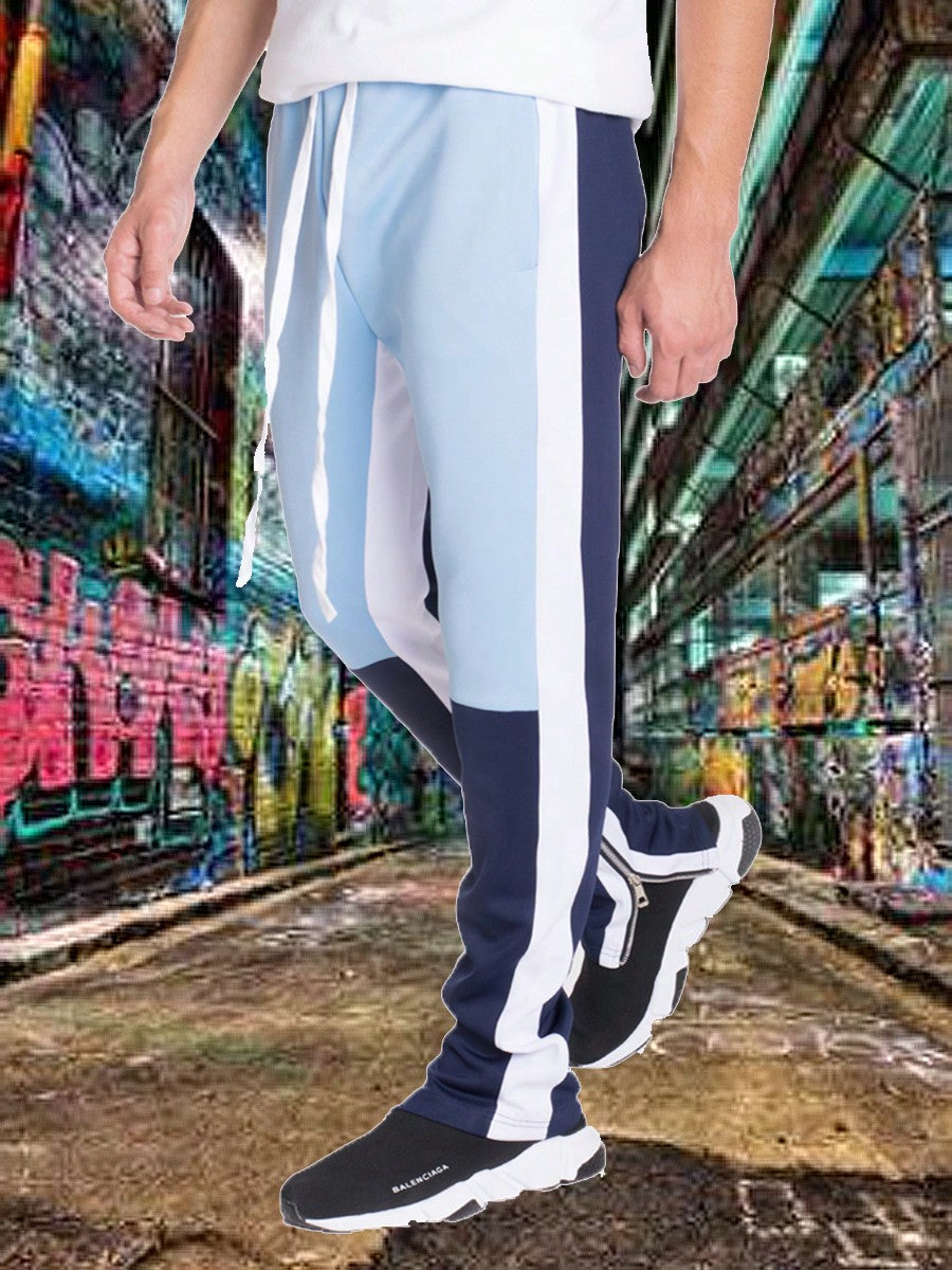 Mens Color Block Three Colorblock Track Pants With Ankle Zipper Casual Streetwear Bottoms