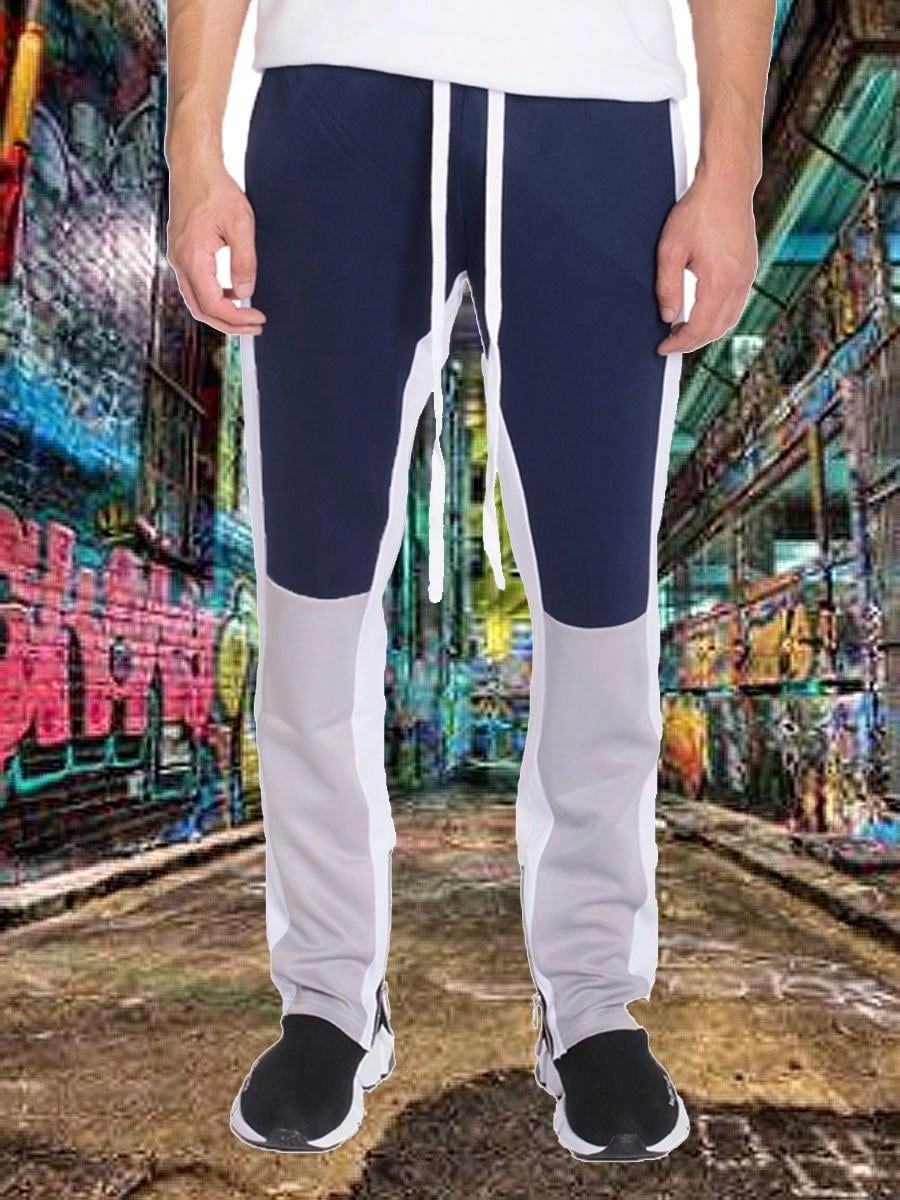 Mens Color Block Three Colorblock Track Pants With Ankle Zipper Casual Streetwear Bottoms