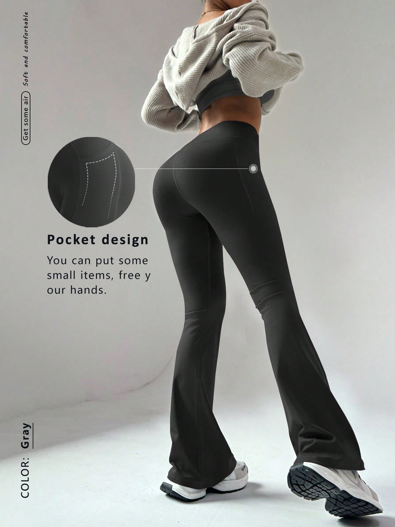 Loose Comfortable Fashionable Lifting Design Sexy Wide Leg Yoga Pants With Hidden Pockets For Workout