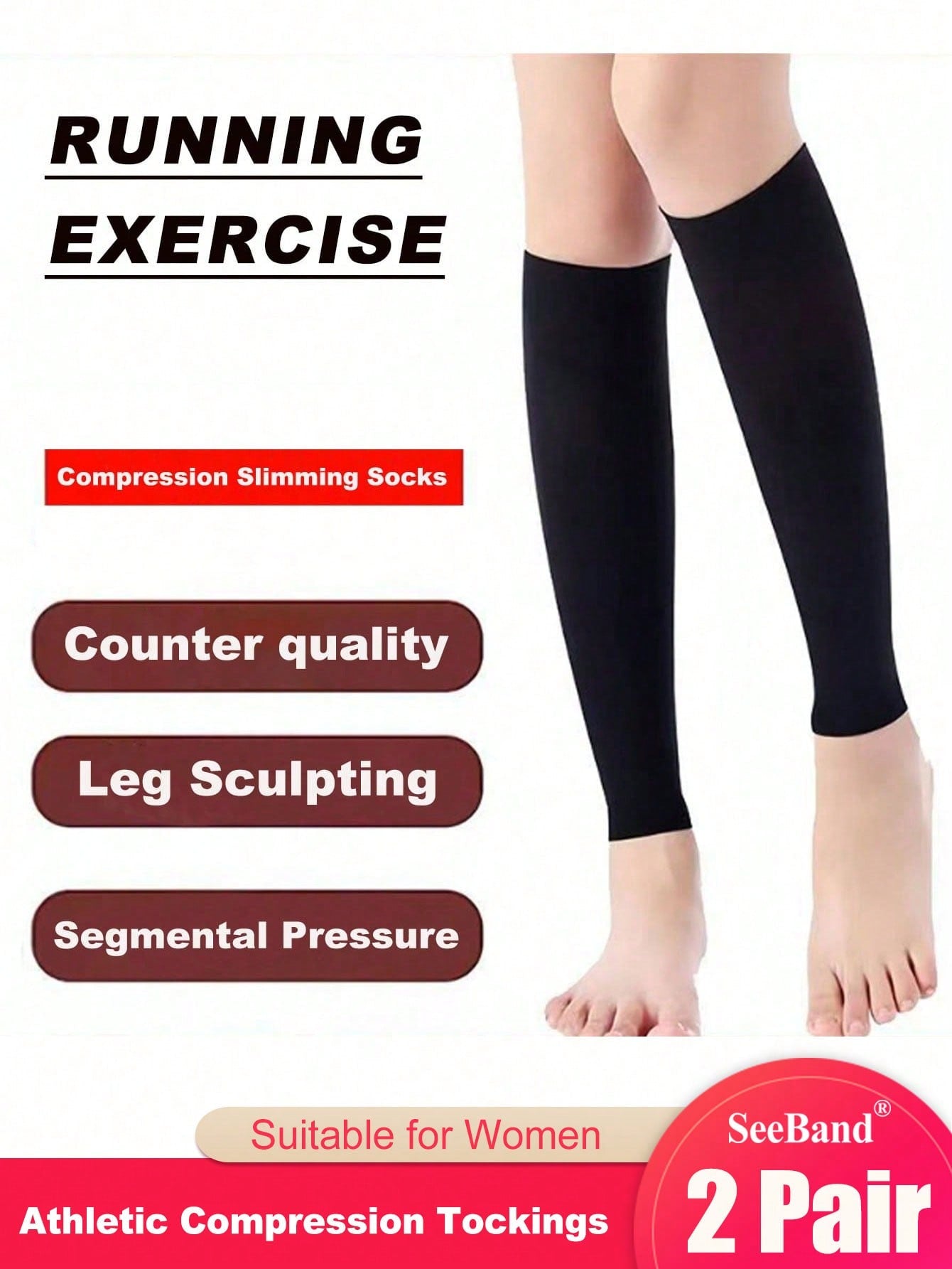 SeeBand Women's Compression Stockings 15-20mmhg Socks Calf Sleeves