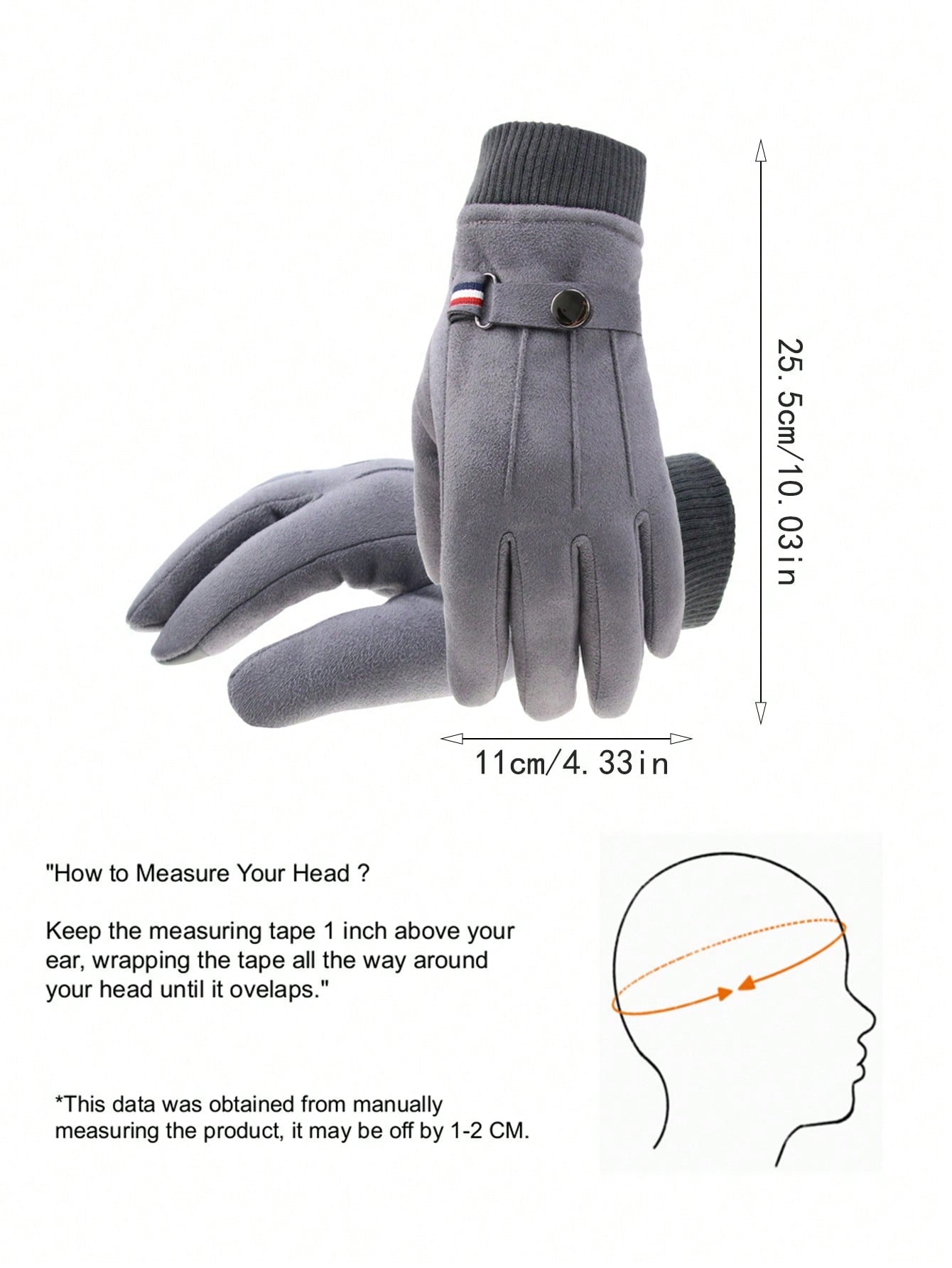 1 Pair Suede Fleece Gloves For Men, Warm And Thick, Suitable For Autumn/Winter, Outdoor, Cycling, And E-Bike Driving