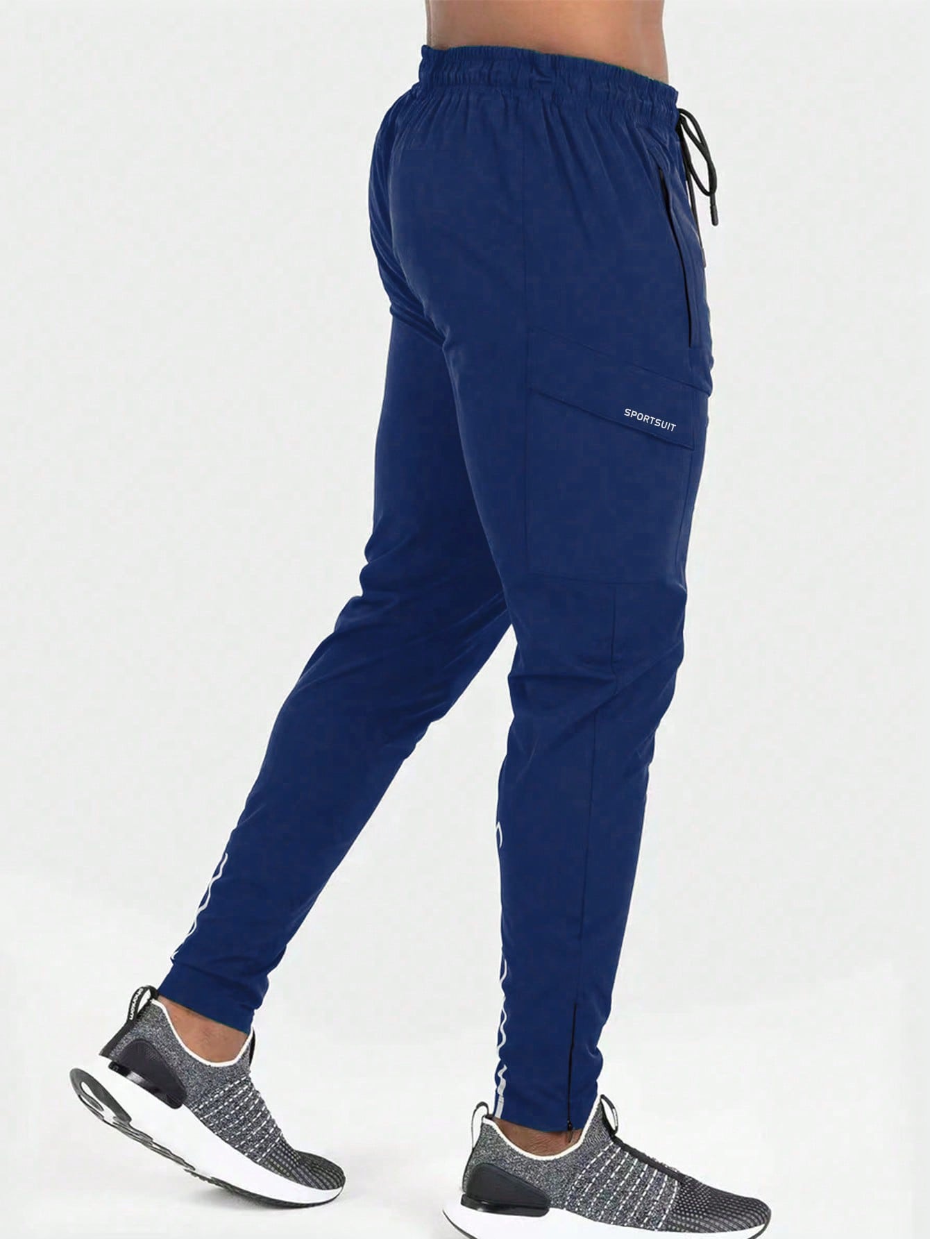 Manfinity Fitness Men's Casual Simple Letter Print Drawstring Waist Sports Pants