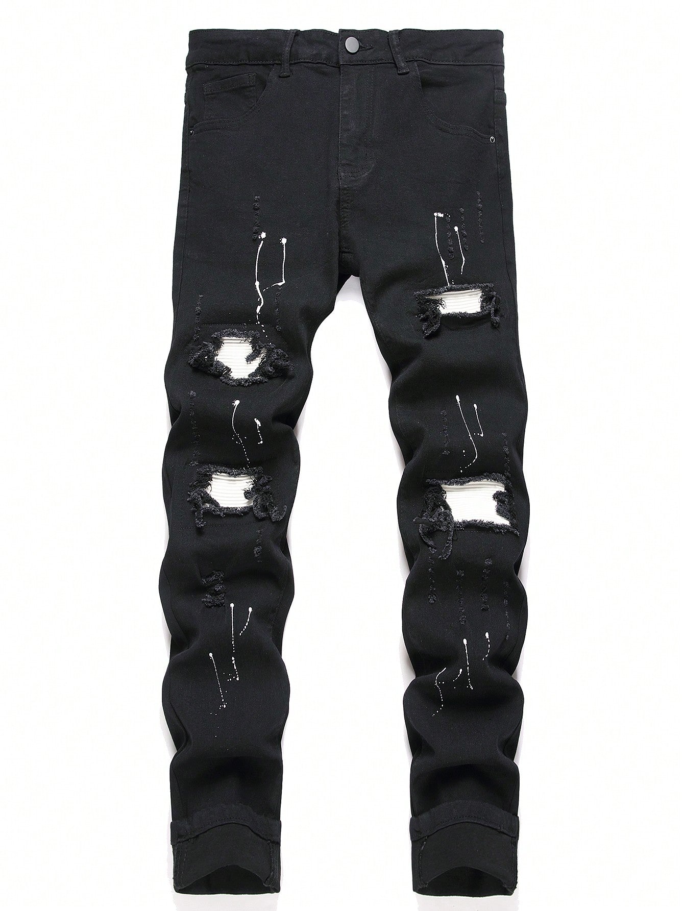 Manfinity LEGND Men's Distressed Slim-Fit Casual Denim Jeans With Pockets