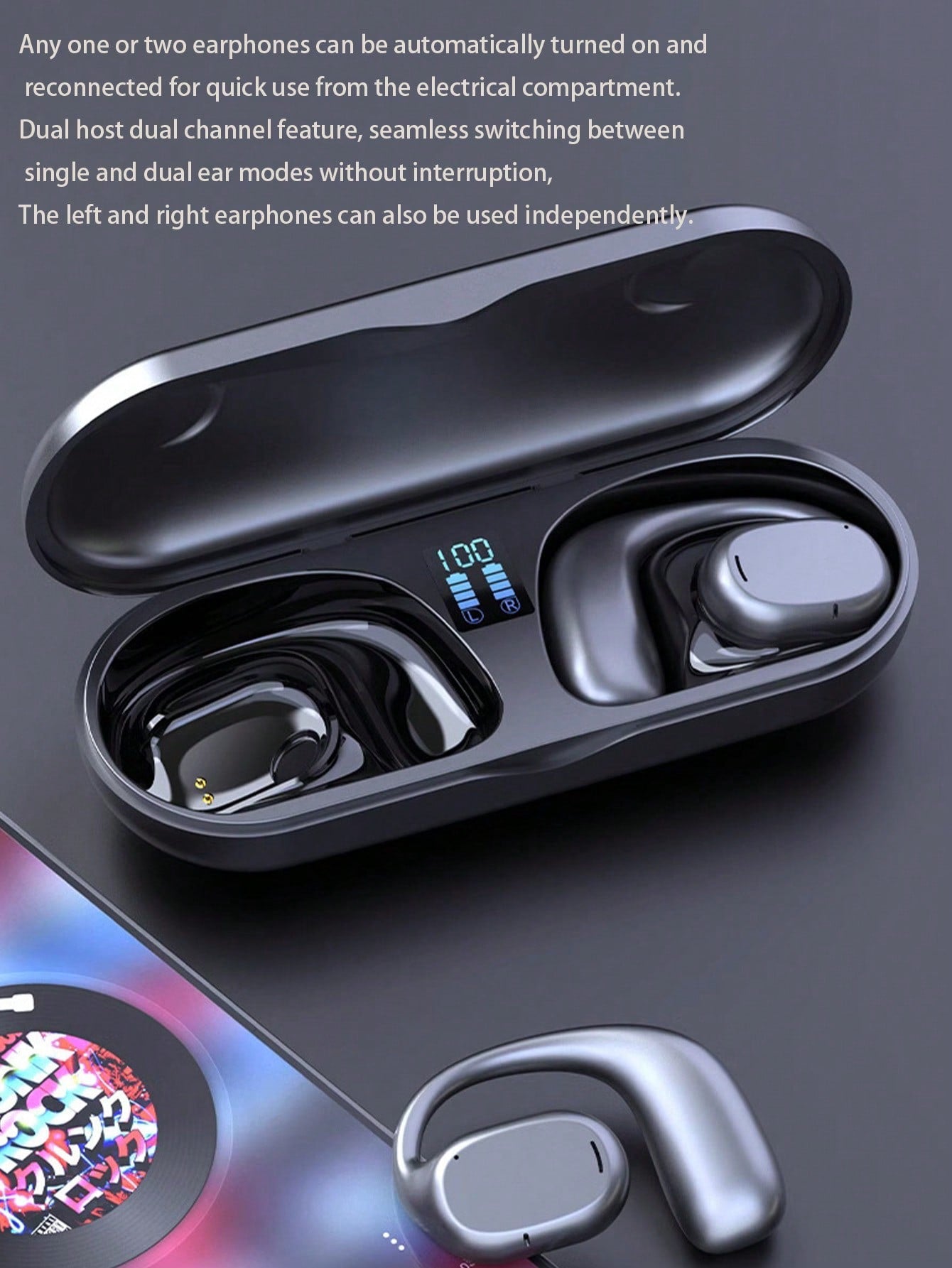 GT270 Wireless Earphones, Bluetooth Earphones, Hanging Ear Earphones, High-Quality Earphones With Microphone And Noise Cancelling Earphones Suitable For All Smartphones