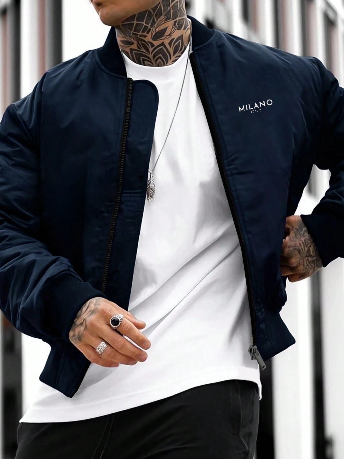 Men Spring Autumn Thin Casual Baseball Jacket Trendy Sporty Long Sleeve Zip Up Bomber Jacket