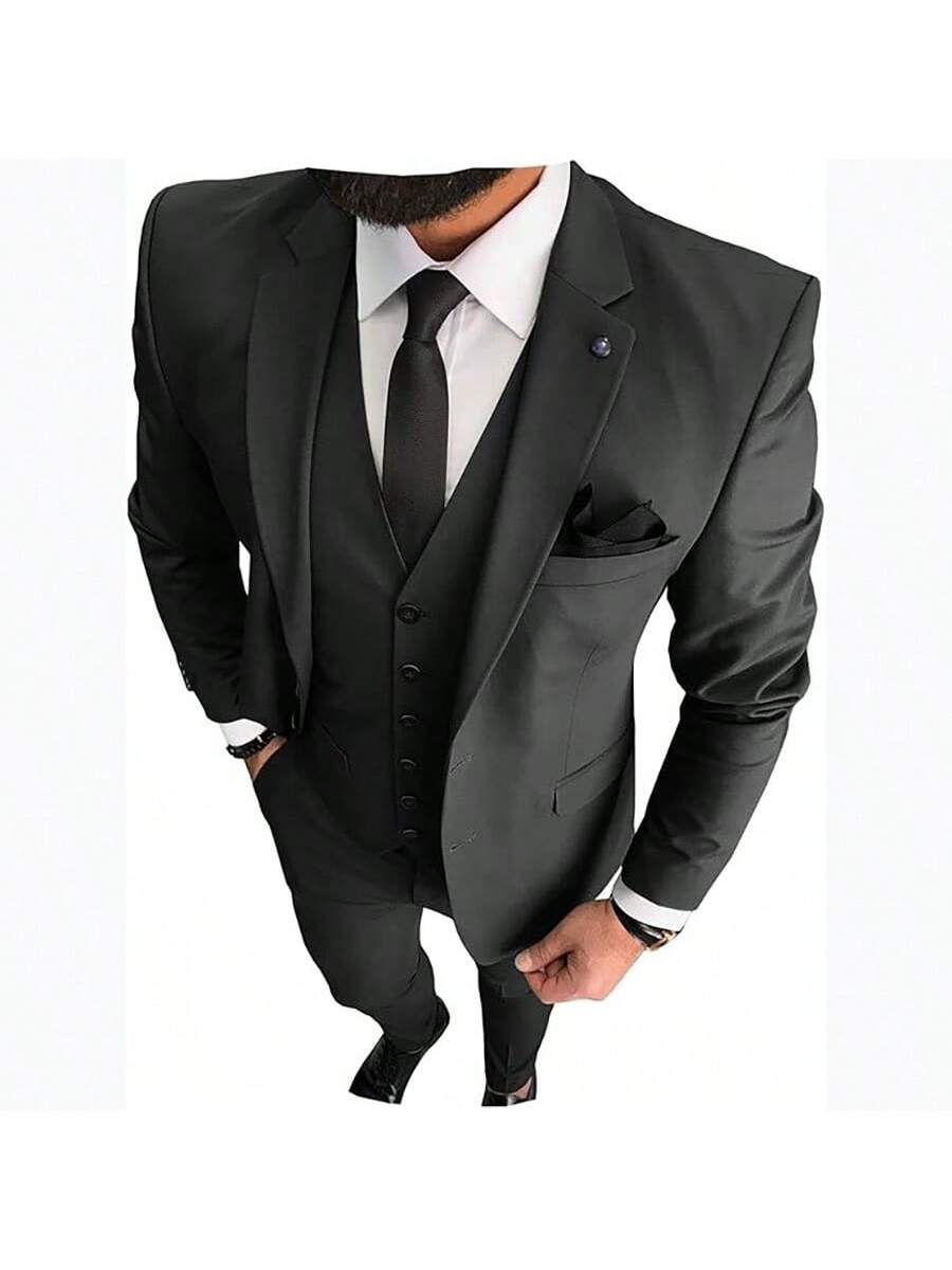 Three Pieces Mens Suit Two Buttons Formal Business Wedding Prom Suit Male Groom, Blazer Vest Pant