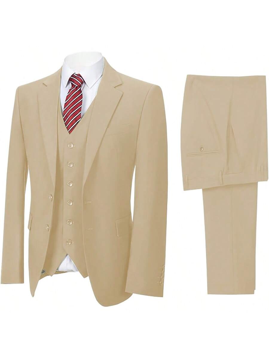 Three Pieces Mens Suit Two Buttons Formal Business Wedding Prom Suit Male Groom, Blazer Vest Pant