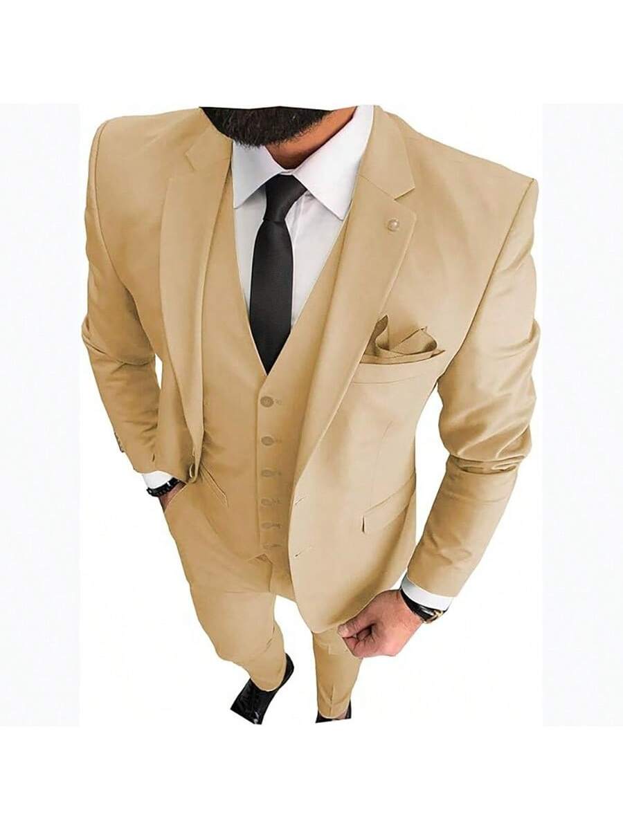 Three Pieces Mens Suit Two Buttons Formal Business Wedding Prom Suit Male Groom, Blazer Vest Pant