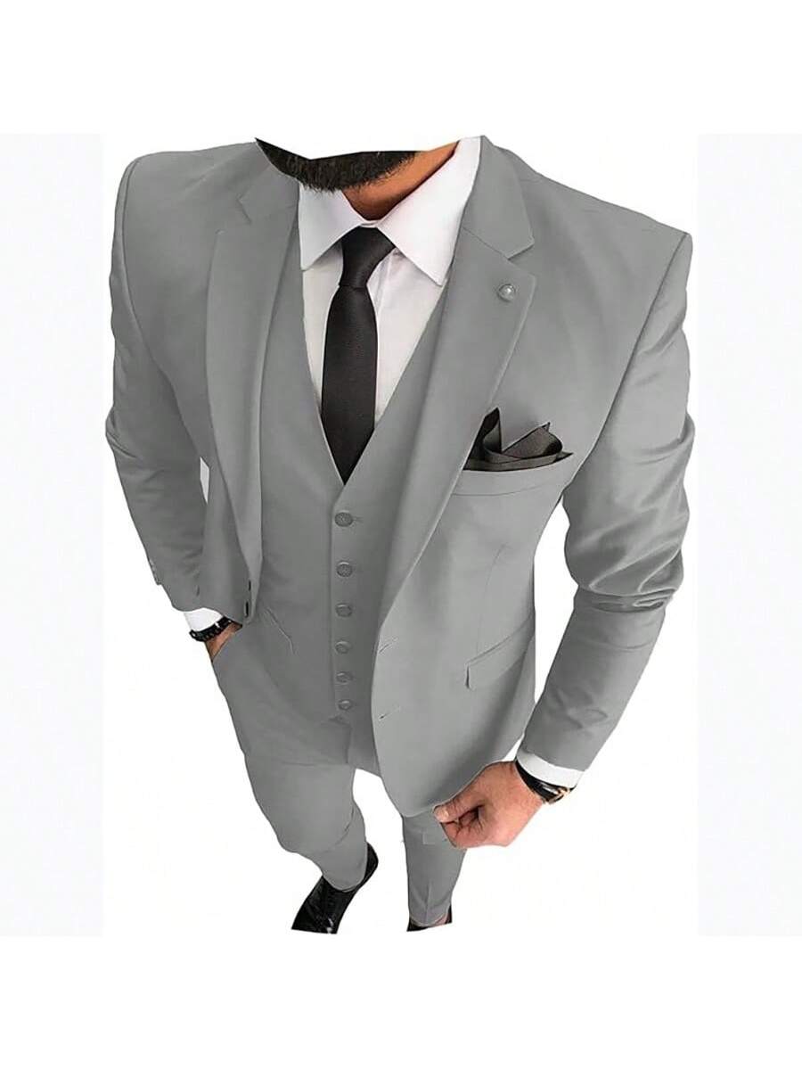 Three Pieces Mens Suit Two Buttons Formal Business Wedding Prom Suit Male Groom, Blazer Vest Pant