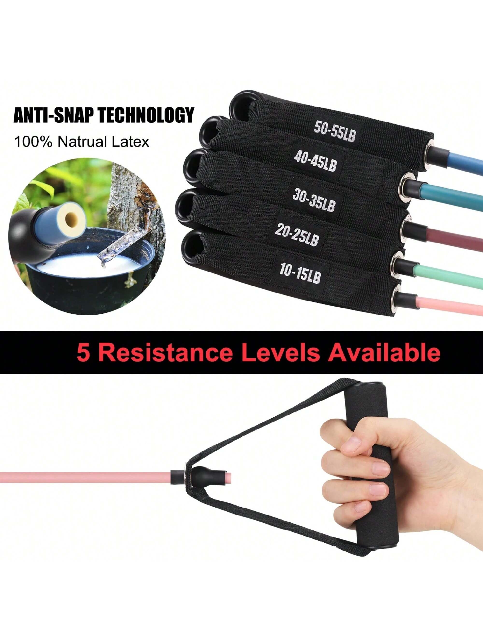 XPRT Fitness Single Resistance Band Home Gym Exercise Band With Handles And Door Anchor 30 Lb.