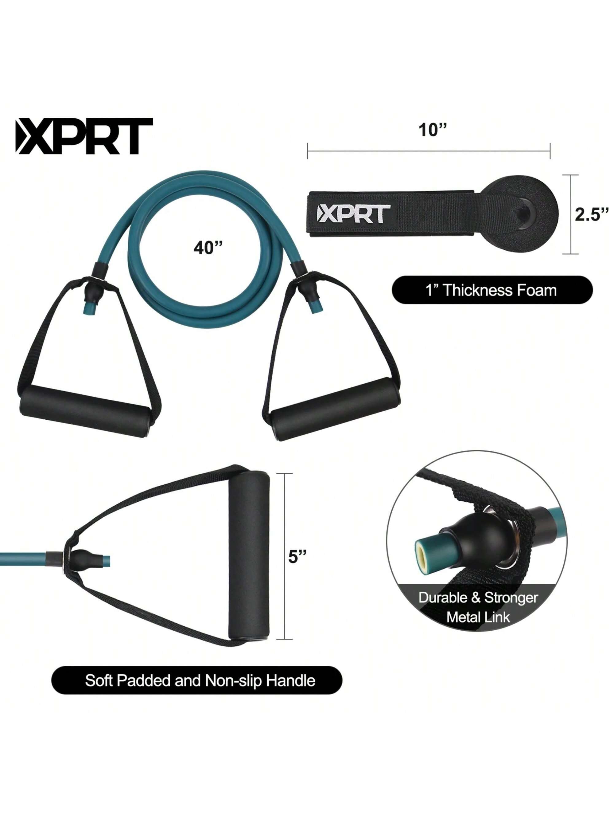 XPRT Fitness Single Resistance Band Home Gym Exercise Band With Handles And Door Anchor 30 Lb.