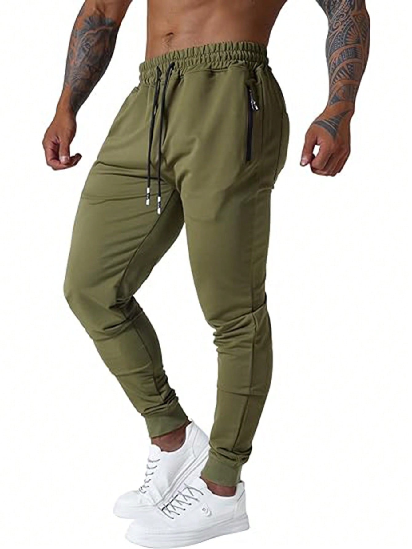 4 Pcs Men's Jogger Sweatpants With Zipped Pockets Slim Fit Drawstring  Athletic Track Pants For Gym Running Workout