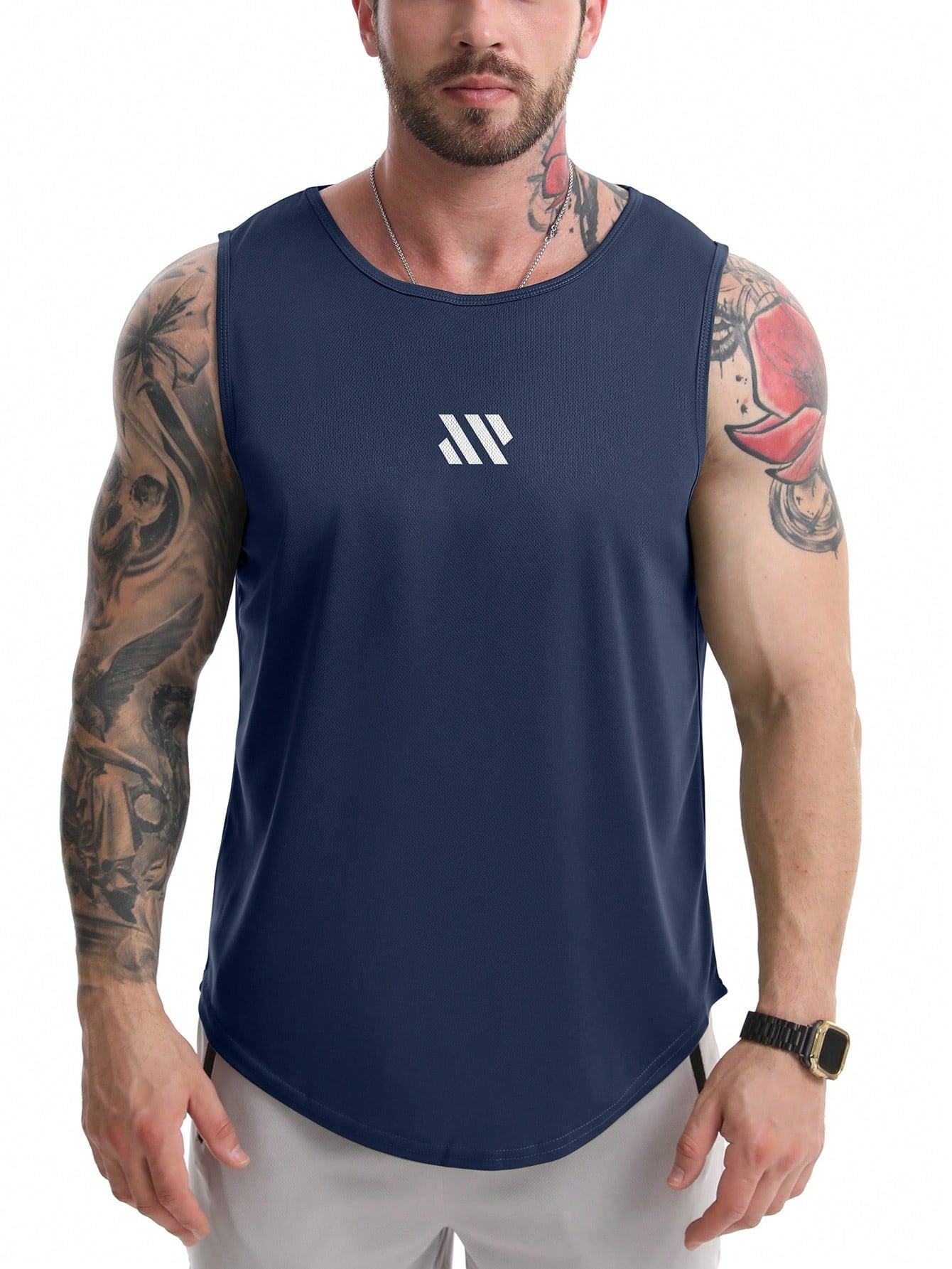 Boyfriend Style Men Quick-Drying Moisture-Wicking Breathable Sport Tank Top Fitness Training Clothes Sleeveless Running Workout Shirt With Printed Pattern