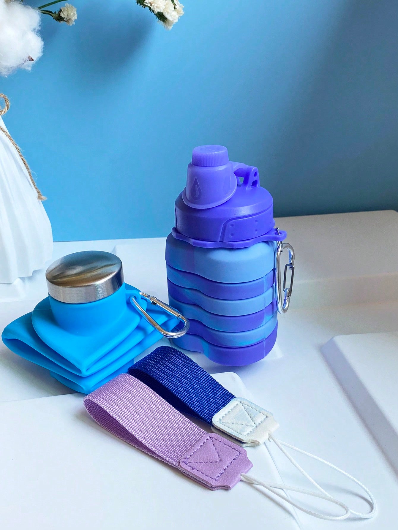 1PCCollapsible Water Bottle, Silicone Foldable Water Bottles For Travel, Easy-To-Carry Design And Compact Size, Suitable For Travel, Mountain Climbing, Outdoor Sports And Other Daily Birthday Use