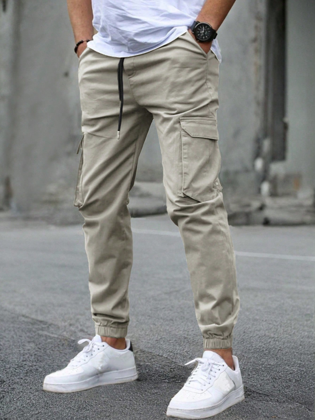 Men's New Cargo Long Pants With Multiple Pockets Elastic Cuffs Casual Outdoor Trousers