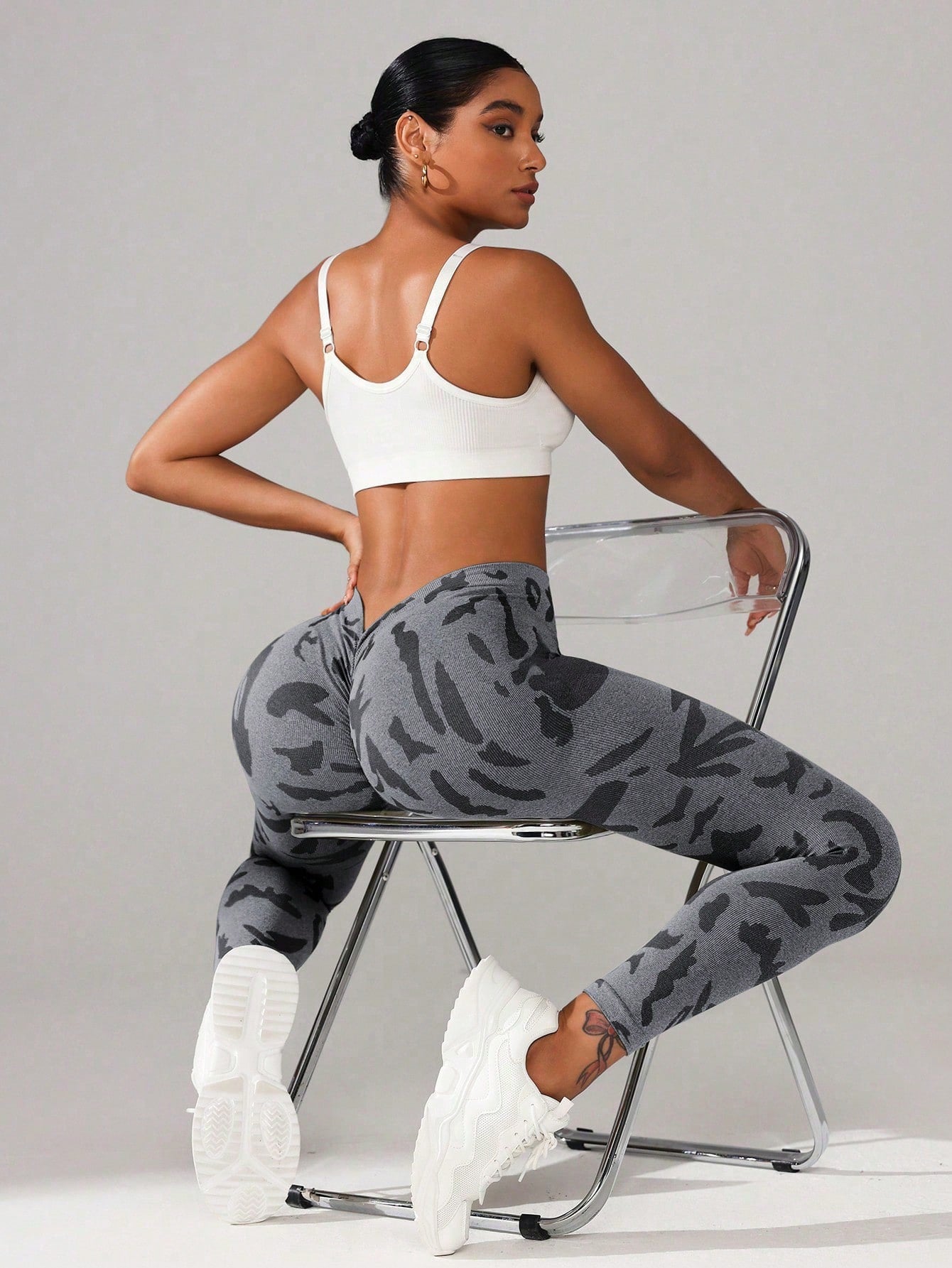 Women High Waist Simple Seamless Sports Leggings, Casual Everyday Wear
