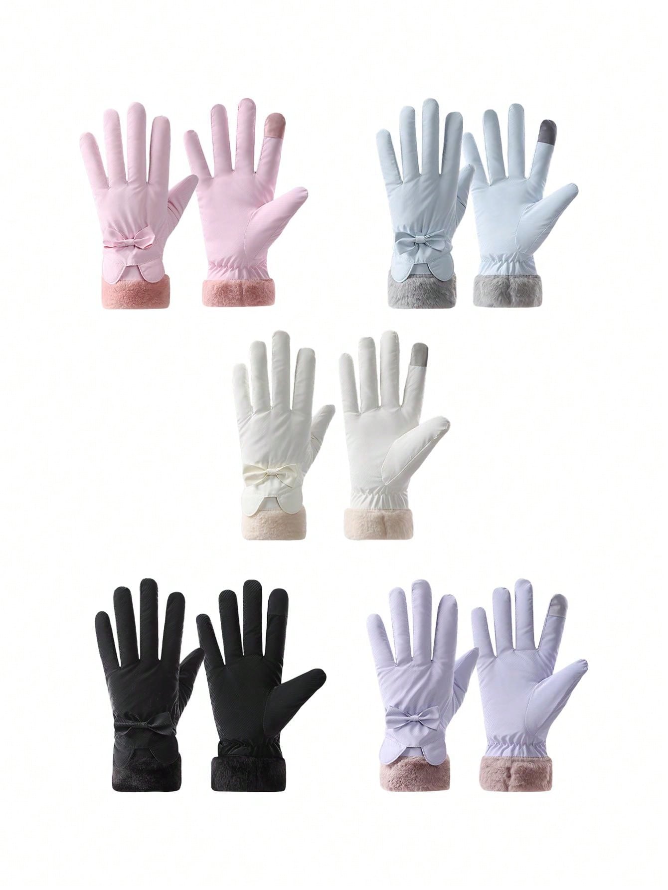 1 Pair Women Winter Warm Gloves, Waterproof