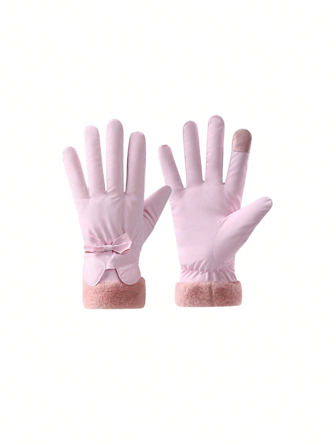 1 Pair Women Winter Warm Gloves, Waterproof