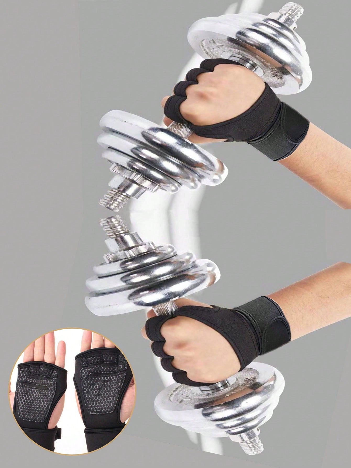 1pair Unisex Fingerless Weightlifting Gloves With Hook