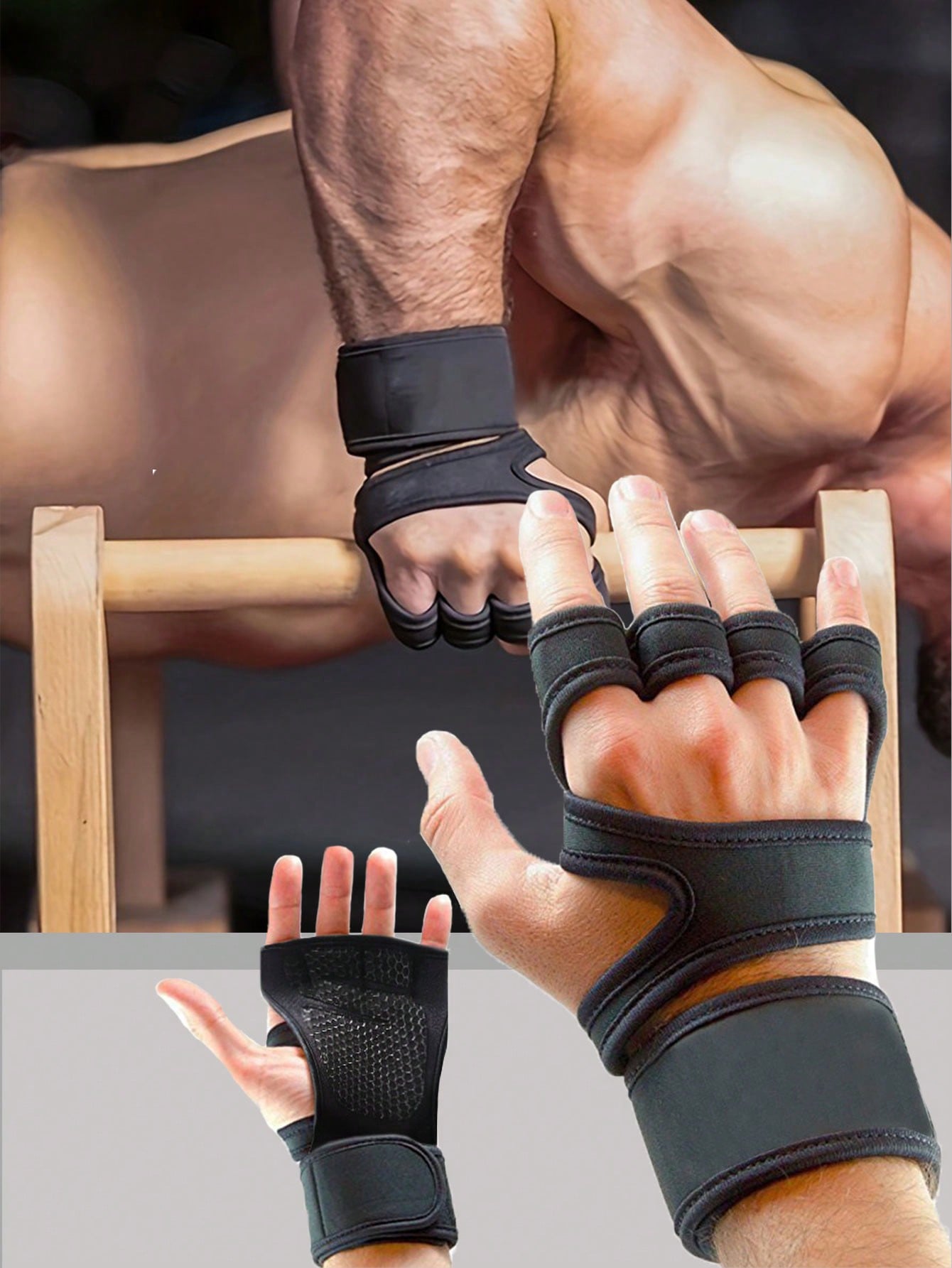 1pair Unisex Fingerless Weightlifting Gloves With Hook