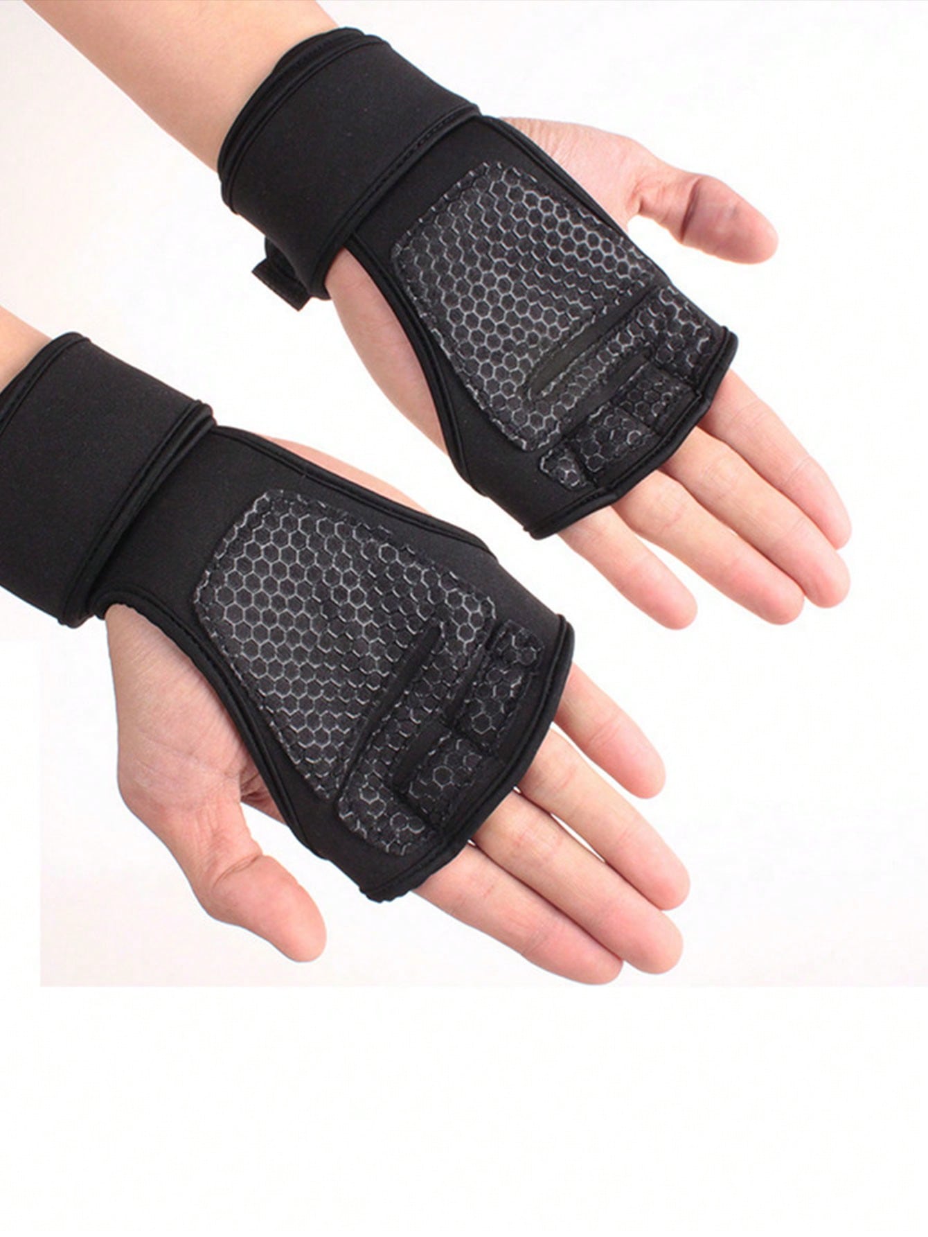 1pair Unisex Fingerless Weightlifting Gloves With Hook