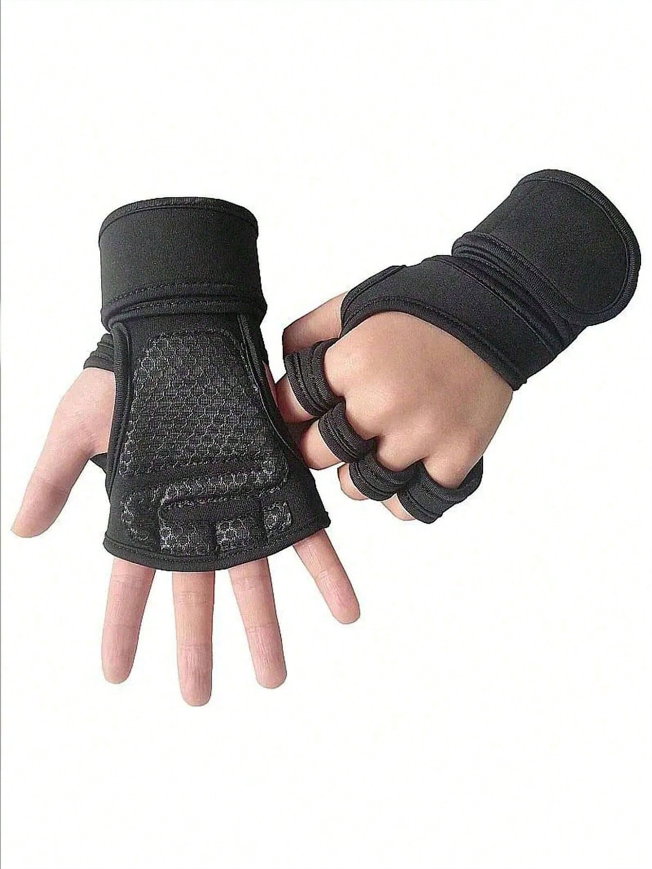 1pair Unisex Fingerless Weightlifting Gloves With Hook