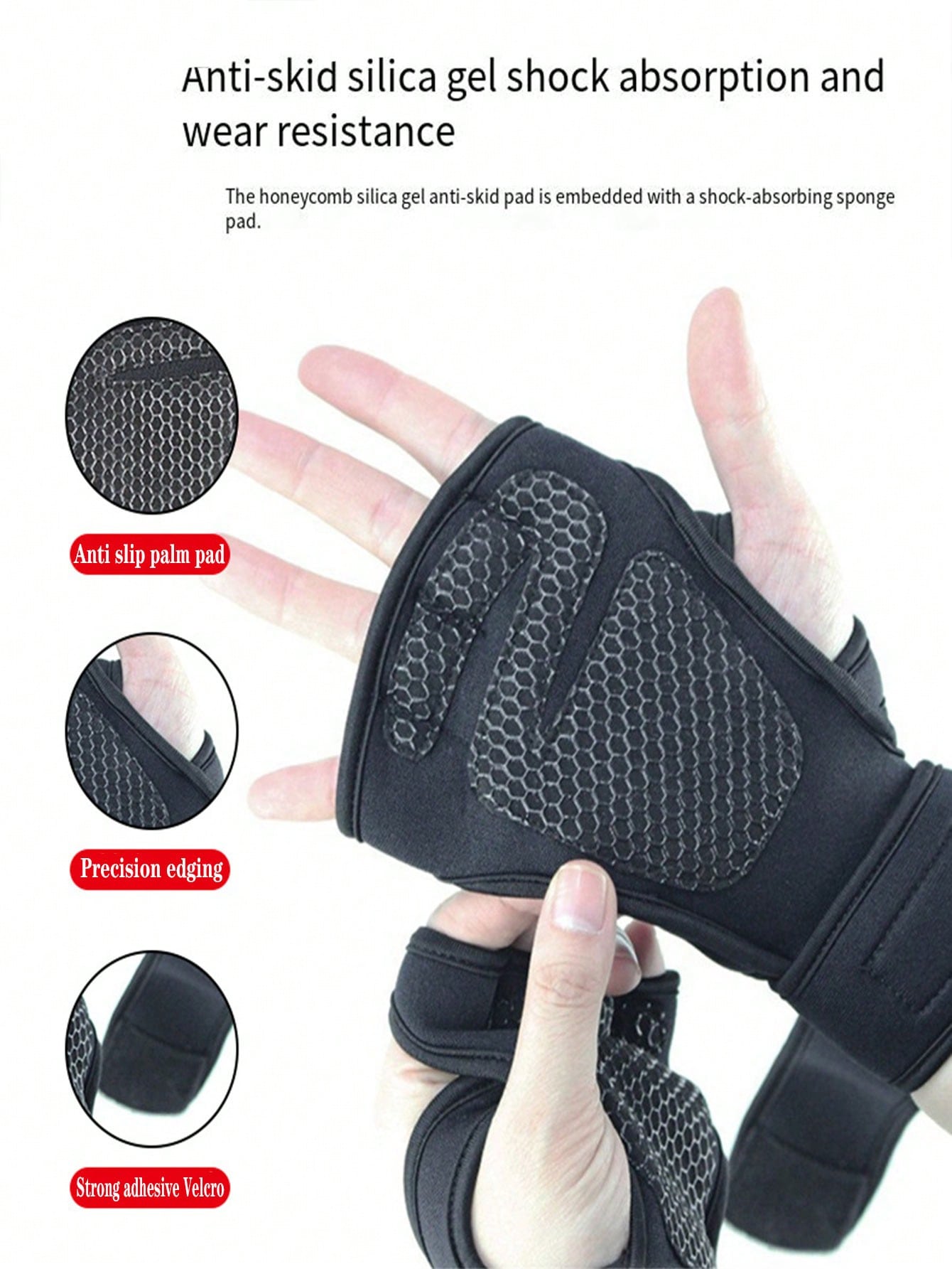 1pair Unisex Fingerless Weightlifting Gloves With Hook