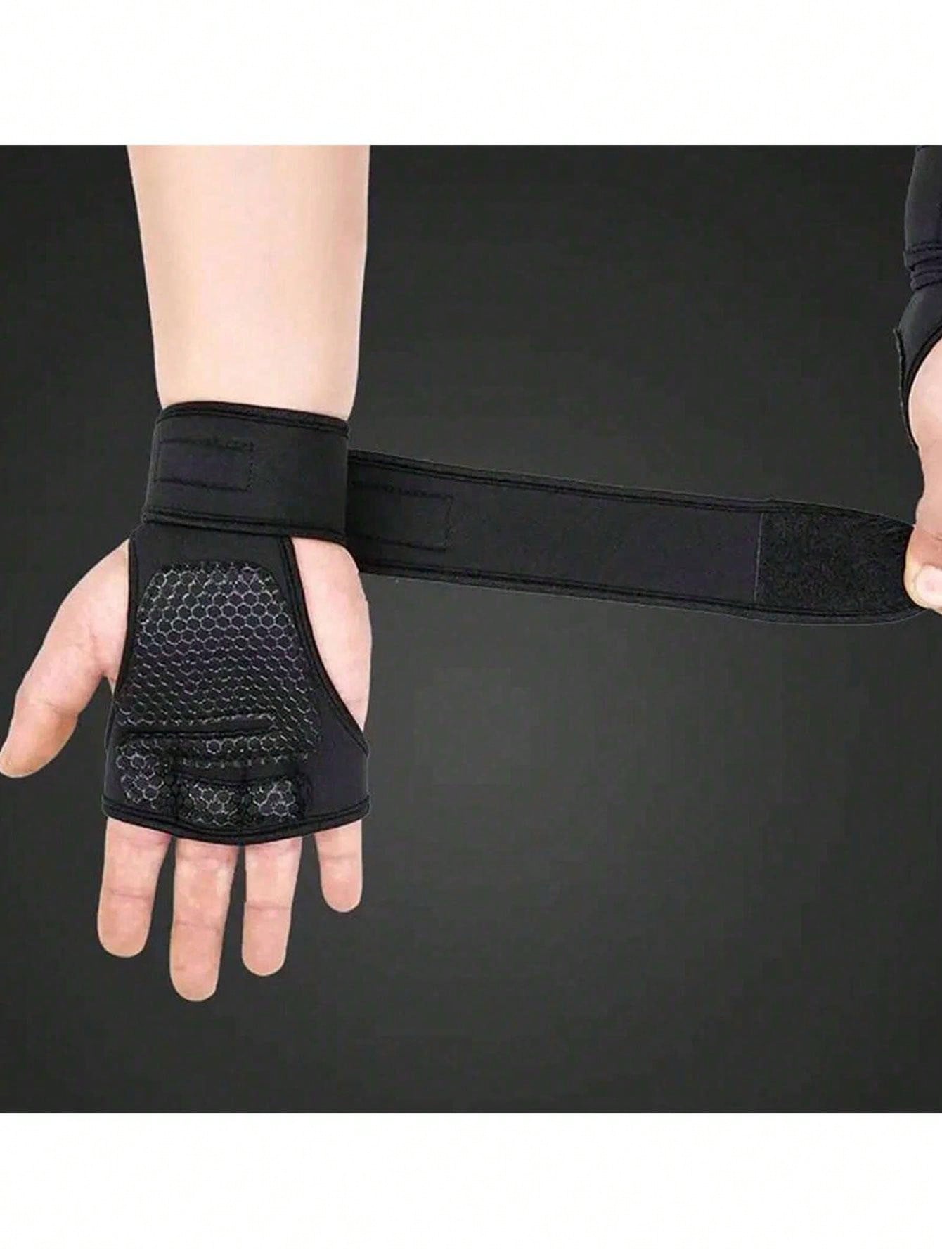 1pair Unisex Fingerless Weightlifting Gloves With Hook