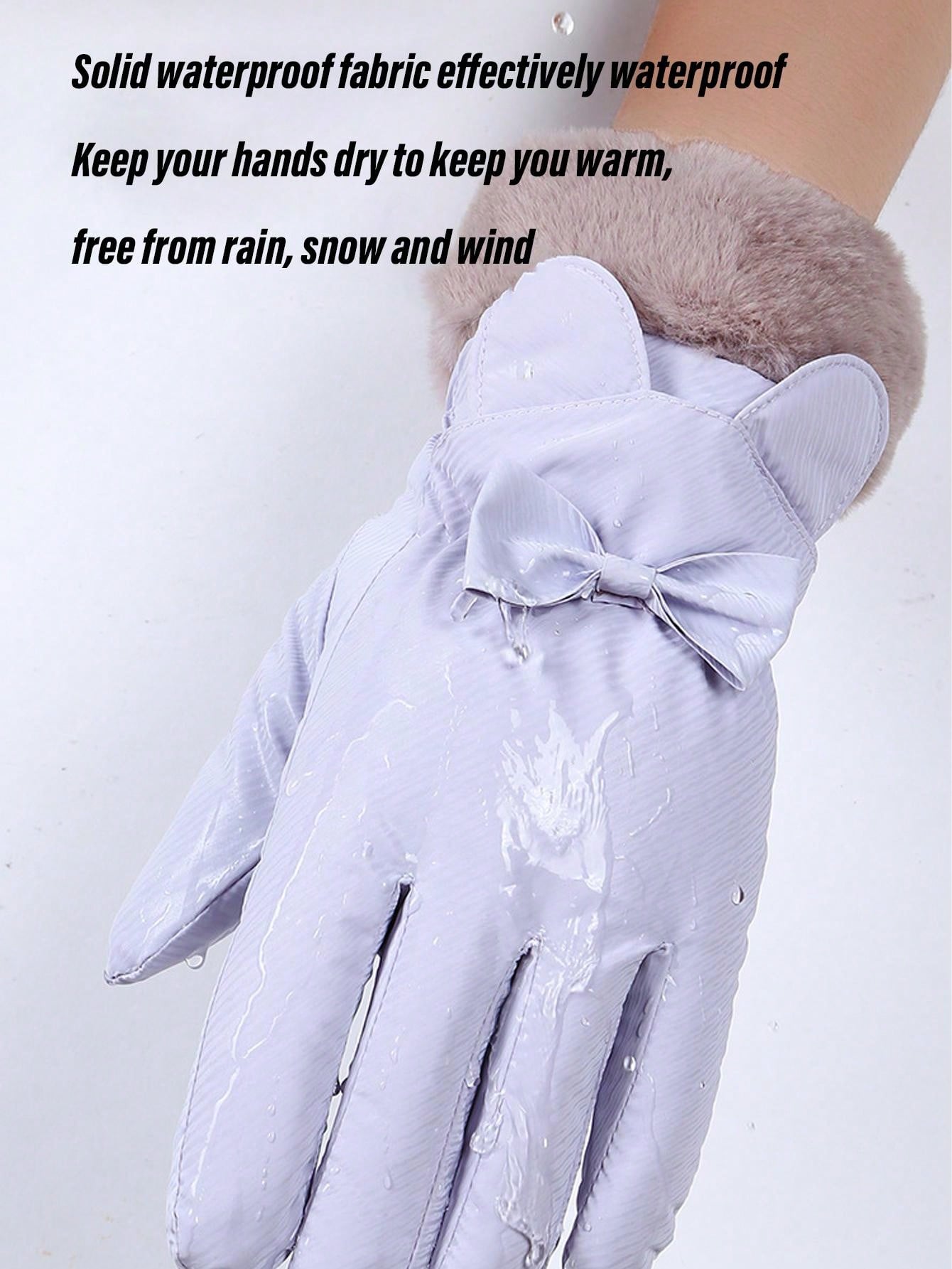 1 Pair Women Winter Warm Gloves, Waterproof