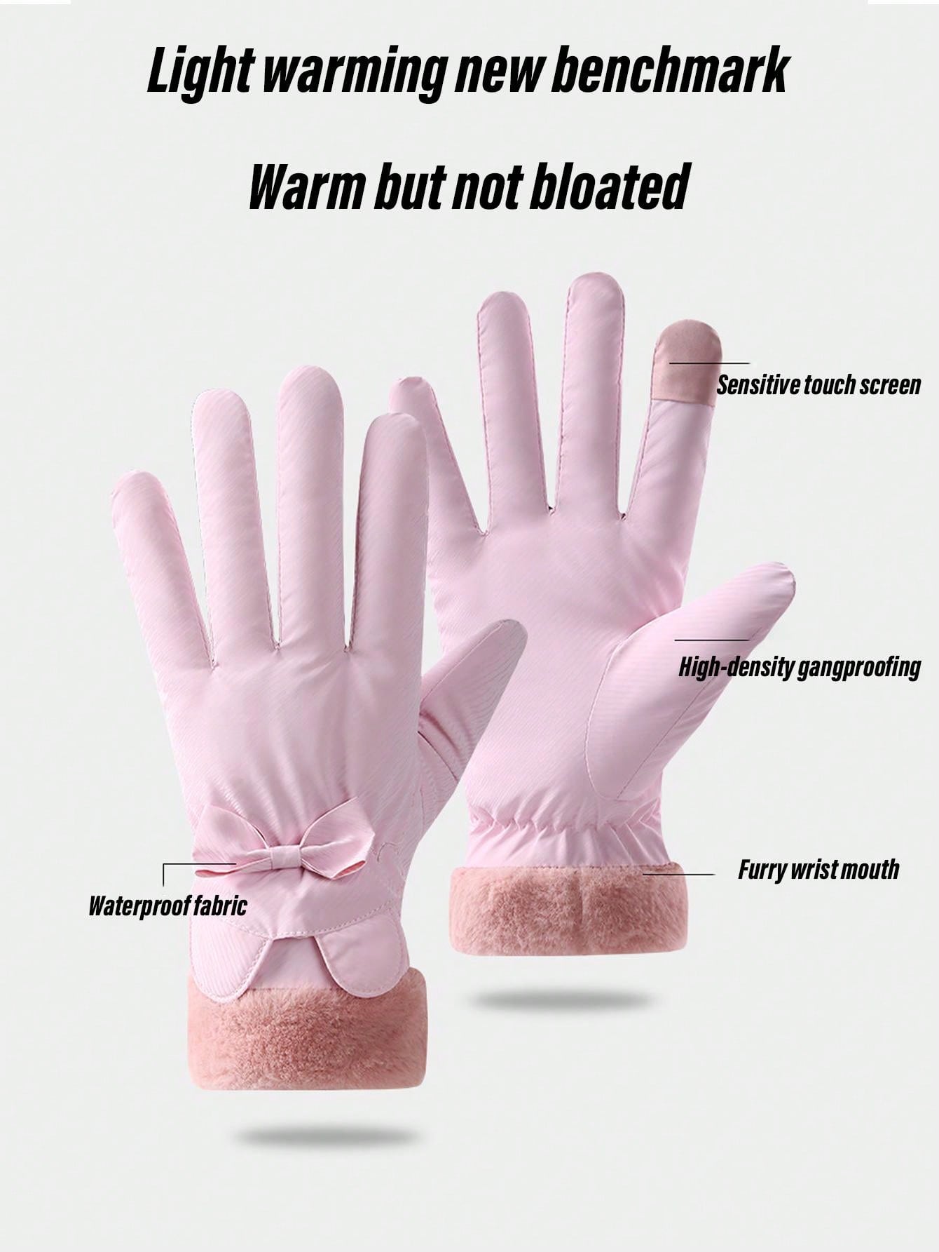 1 Pair Women Winter Warm Gloves, Waterproof