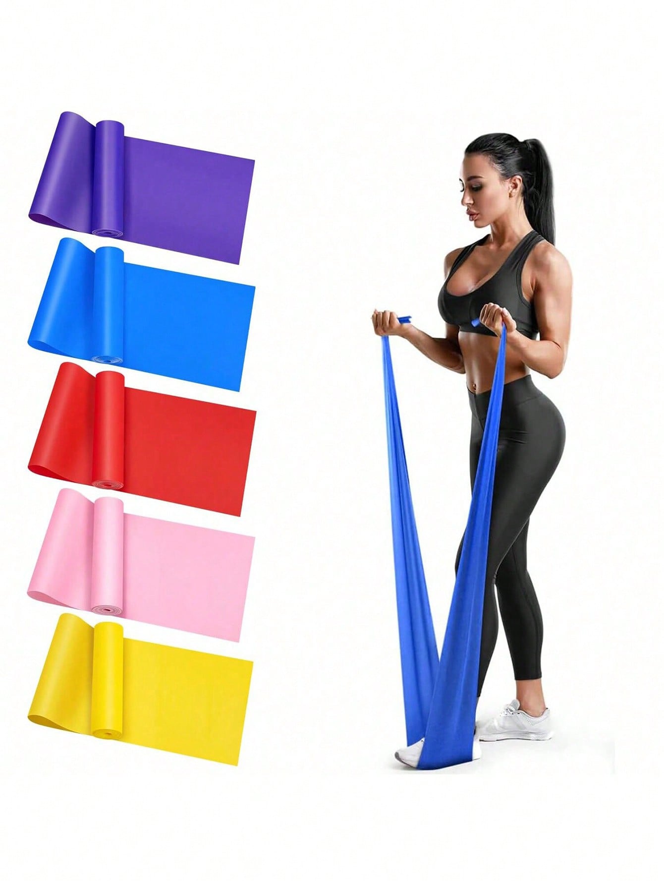 Yoga Pilates Resistance Band, Body Shaping Stretching Exercise Equipment For Home Beginner Women Fitness Or Latin Dancing