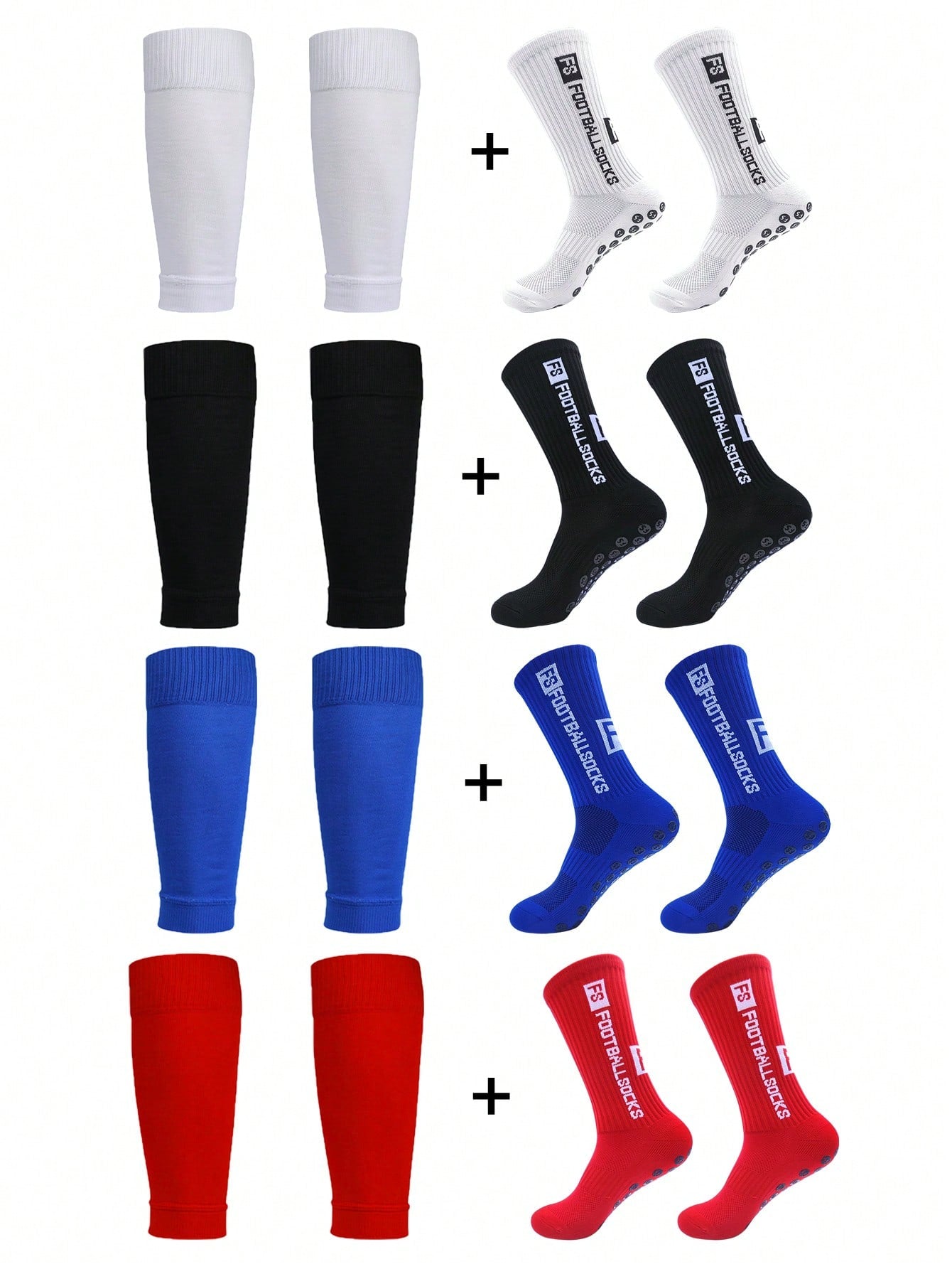 Anti-Slip Football Socks, Thickened Terry Crew Socks And Compression Leg Sleeves, 4 Sets/3 Sets/2 Sets, Unisex