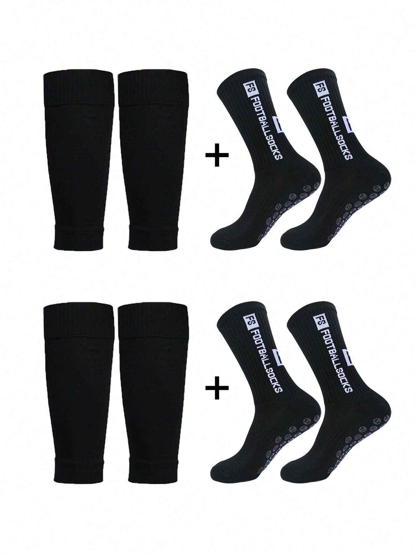 Anti-Slip Football Socks, Thickened Terry Crew Socks And Compression Leg Sleeves, 4 Sets/3 Sets/2 Sets, Unisex