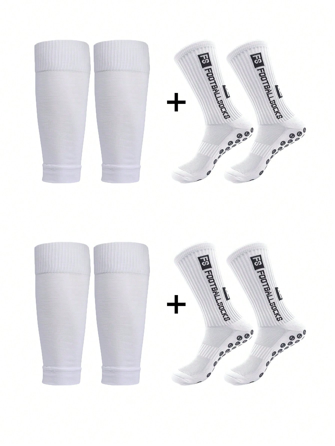 Anti-Slip Football Socks, Thickened Terry Crew Socks And Compression Leg Sleeves, 4 Sets/3 Sets/2 Sets, Unisex