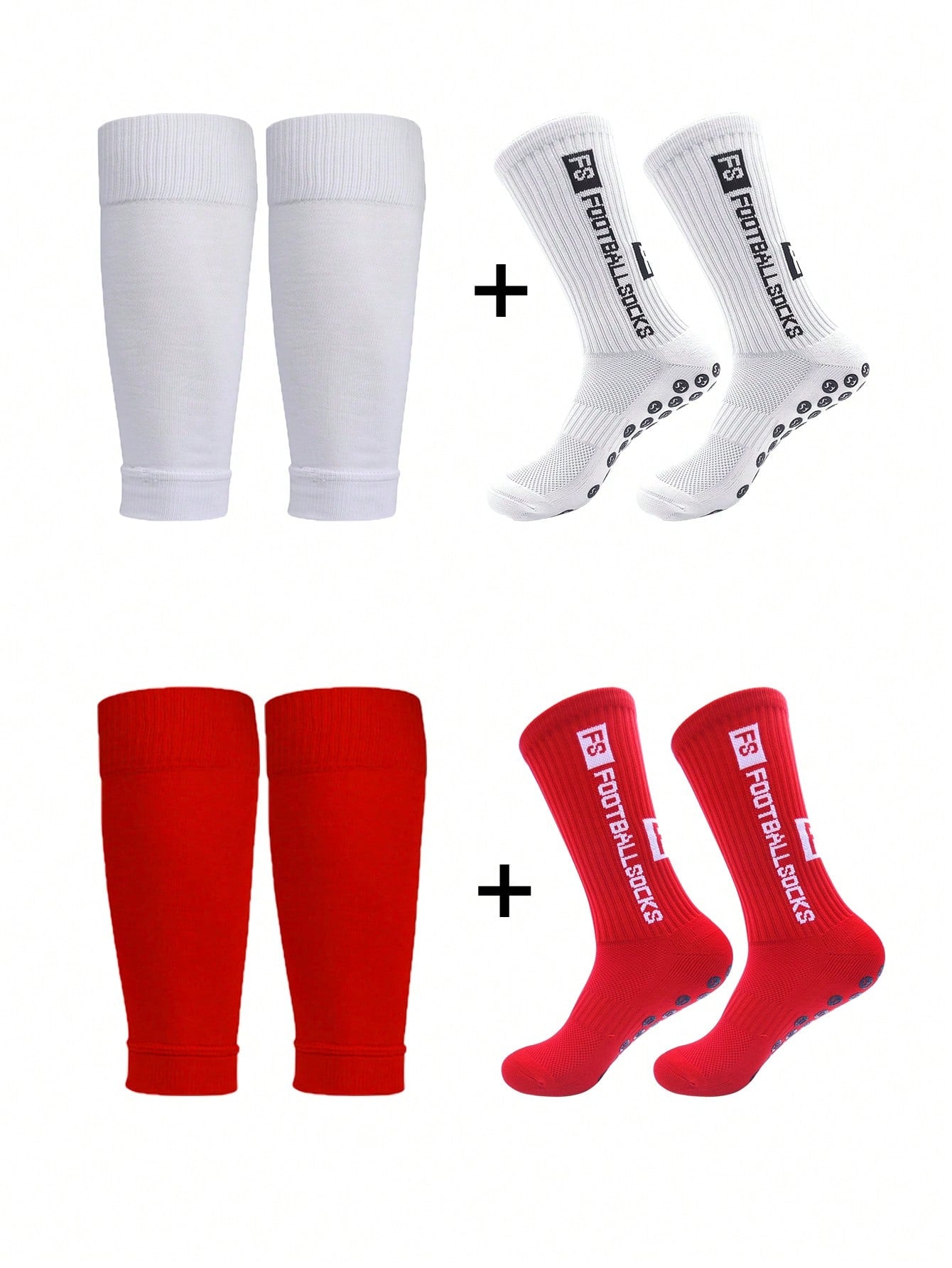 Anti-Slip Football Socks, Thickened Terry Crew Socks And Compression Leg Sleeves, 4 Sets/3 Sets/2 Sets, Unisex