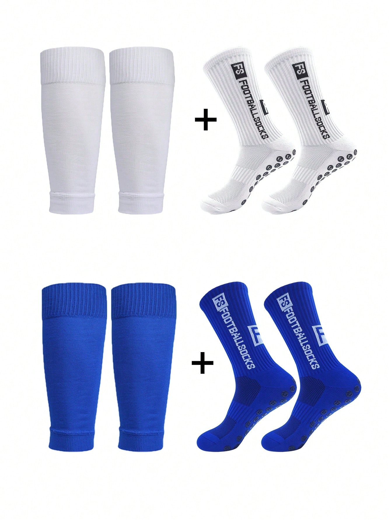 Anti-Slip Football Socks, Thickened Terry Crew Socks And Compression Leg Sleeves, 4 Sets/3 Sets/2 Sets, Unisex