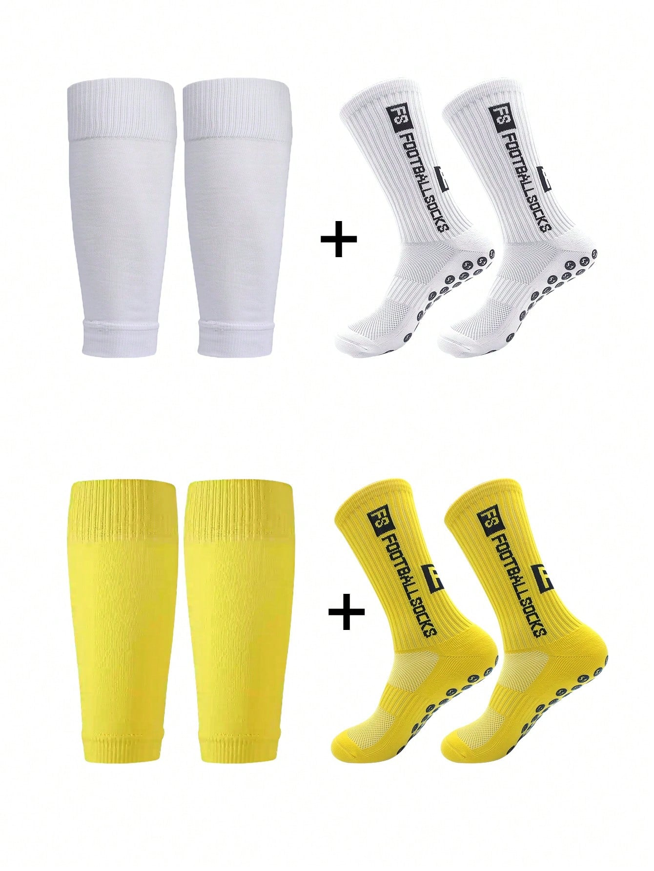 Anti-Slip Football Socks, Thickened Terry Crew Socks And Compression Leg Sleeves, 4 Sets/3 Sets/2 Sets, Unisex