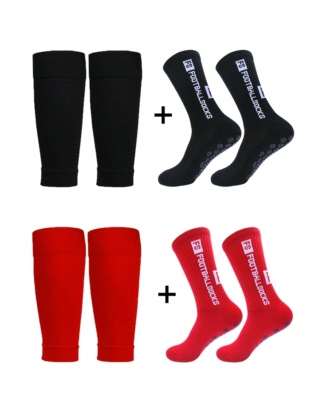 Anti-Slip Football Socks, Thickened Terry Crew Socks And Compression Leg Sleeves, 4 Sets/3 Sets/2 Sets, Unisex